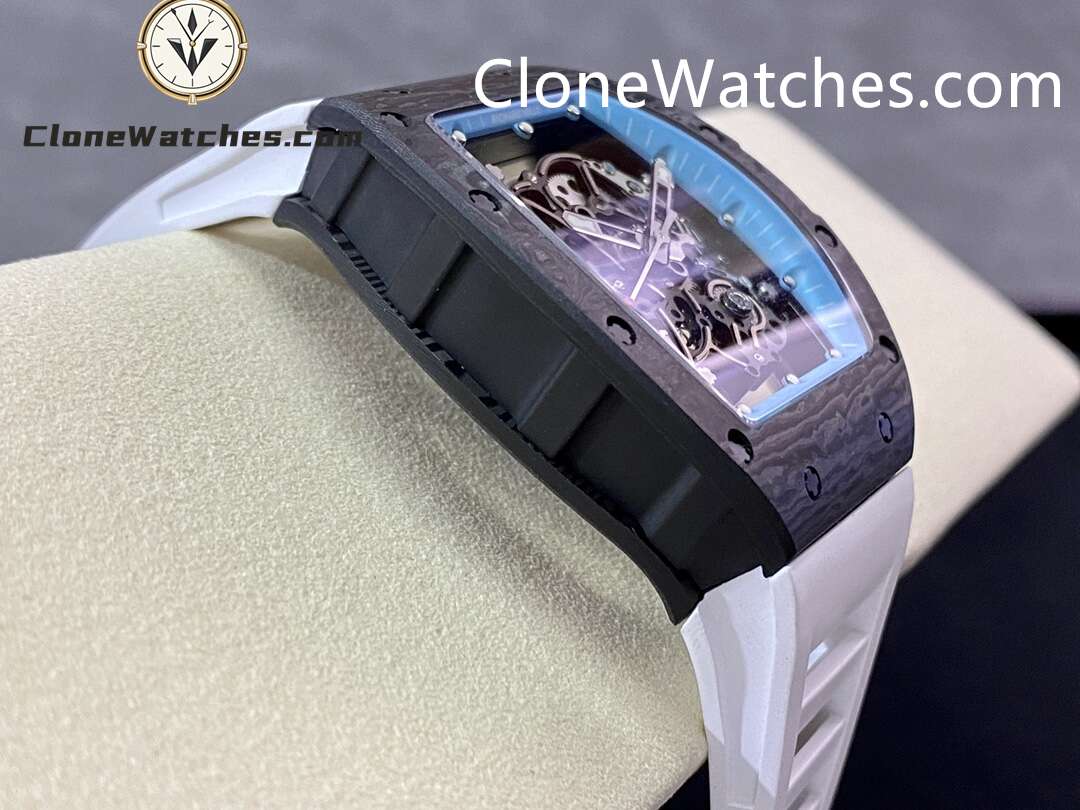 Richard Mille Super Clone Watches 1:1 RM 055 Carbon Tourbillon White Strap