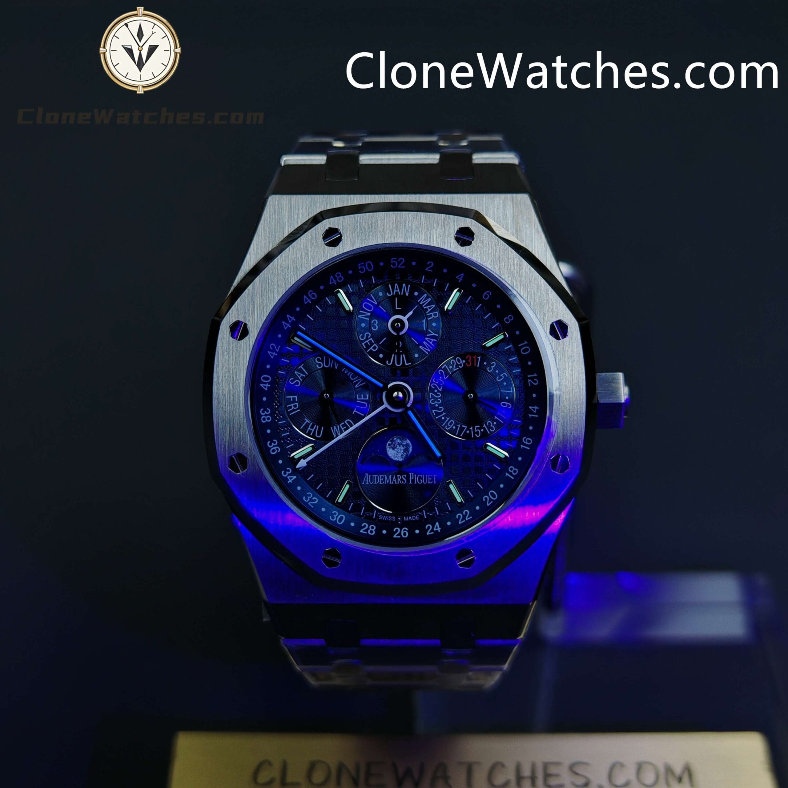 Audemars Piguet Super Clone Watches 1:1 Royal Oak Perpetual Calendar Blue Dial 26574ST 41MM