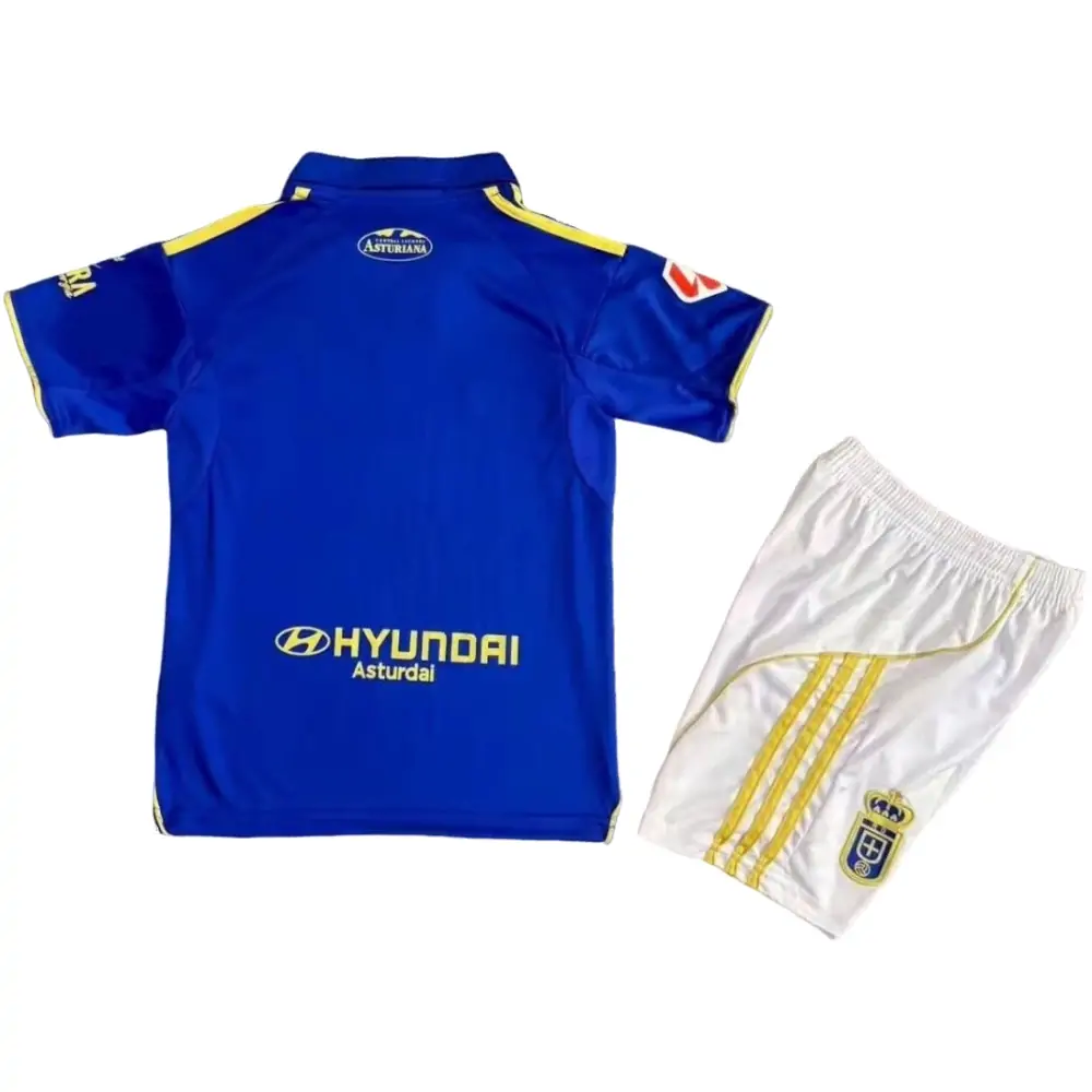 2025-26 Real Oviedo Home Short Sleeve Jersey - Children's suit Fans Edition