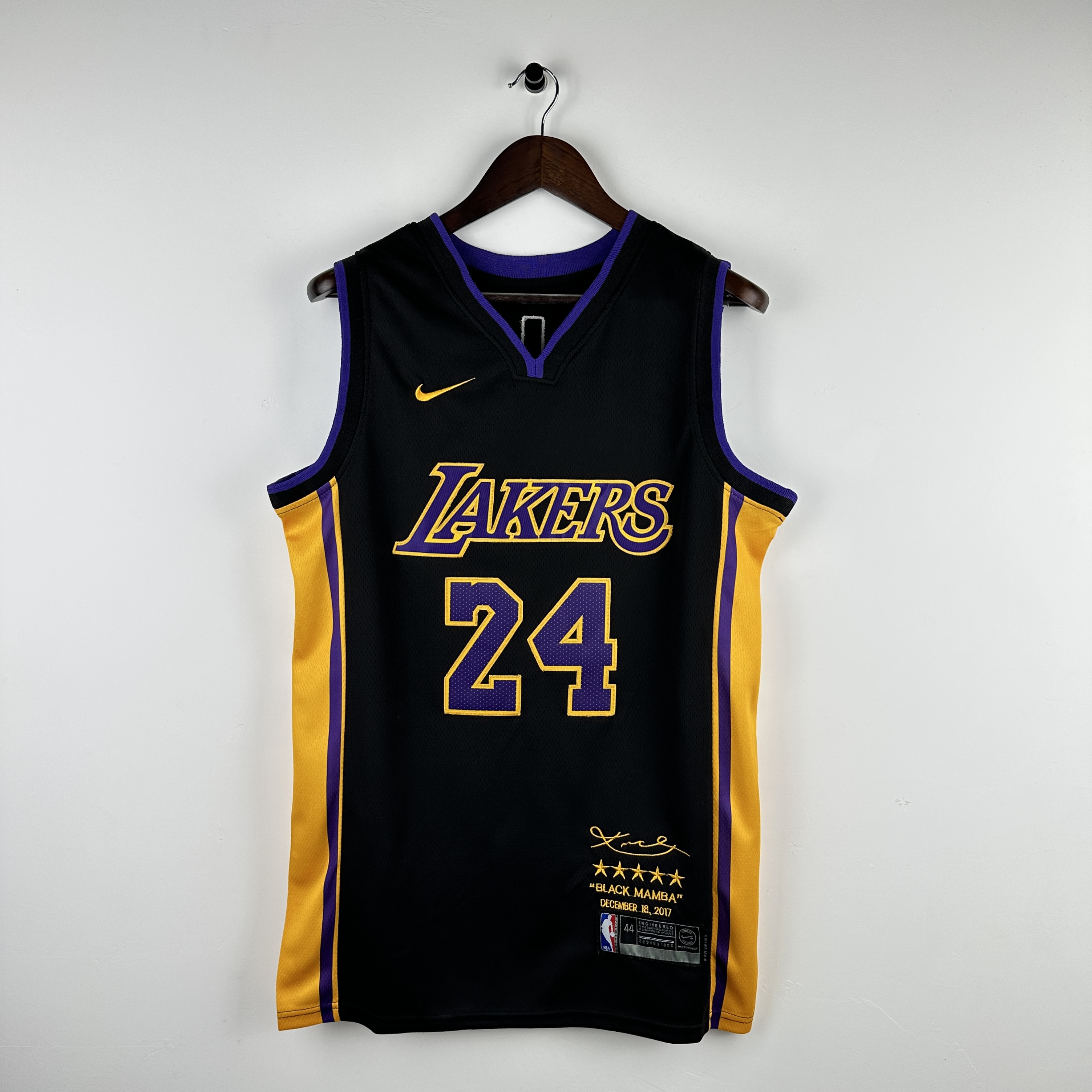 Embroidered Lakers Retired Black No. 24 Kobe
