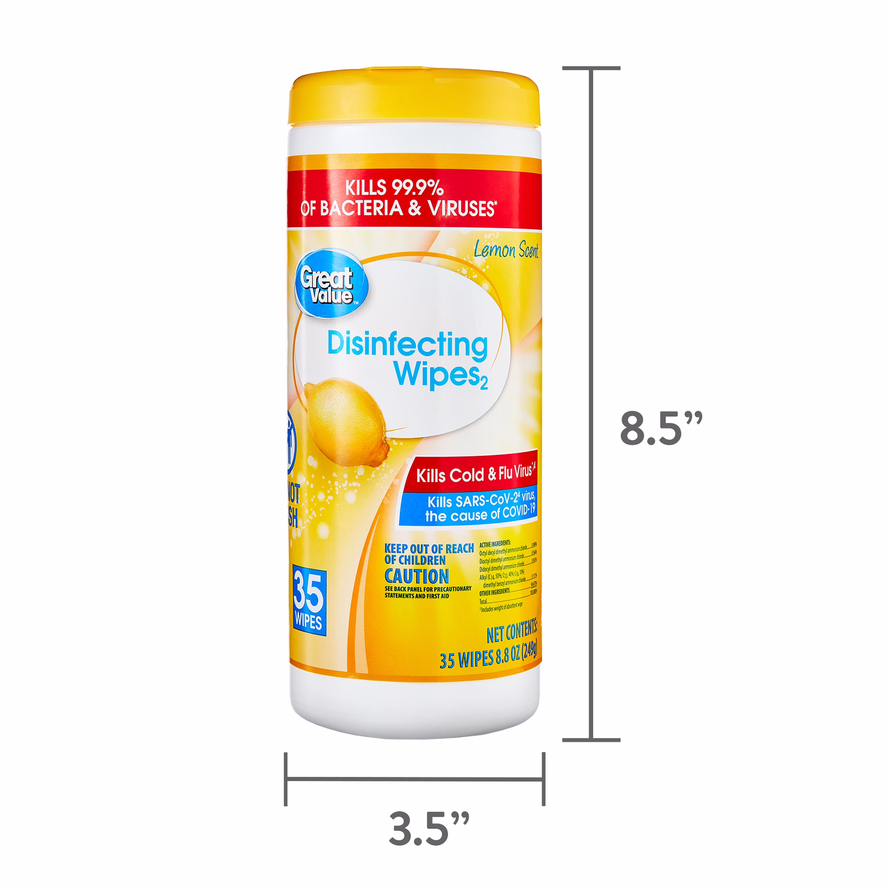 Great Value Disinfecting Wipes, Lemon Scent, 35 Count