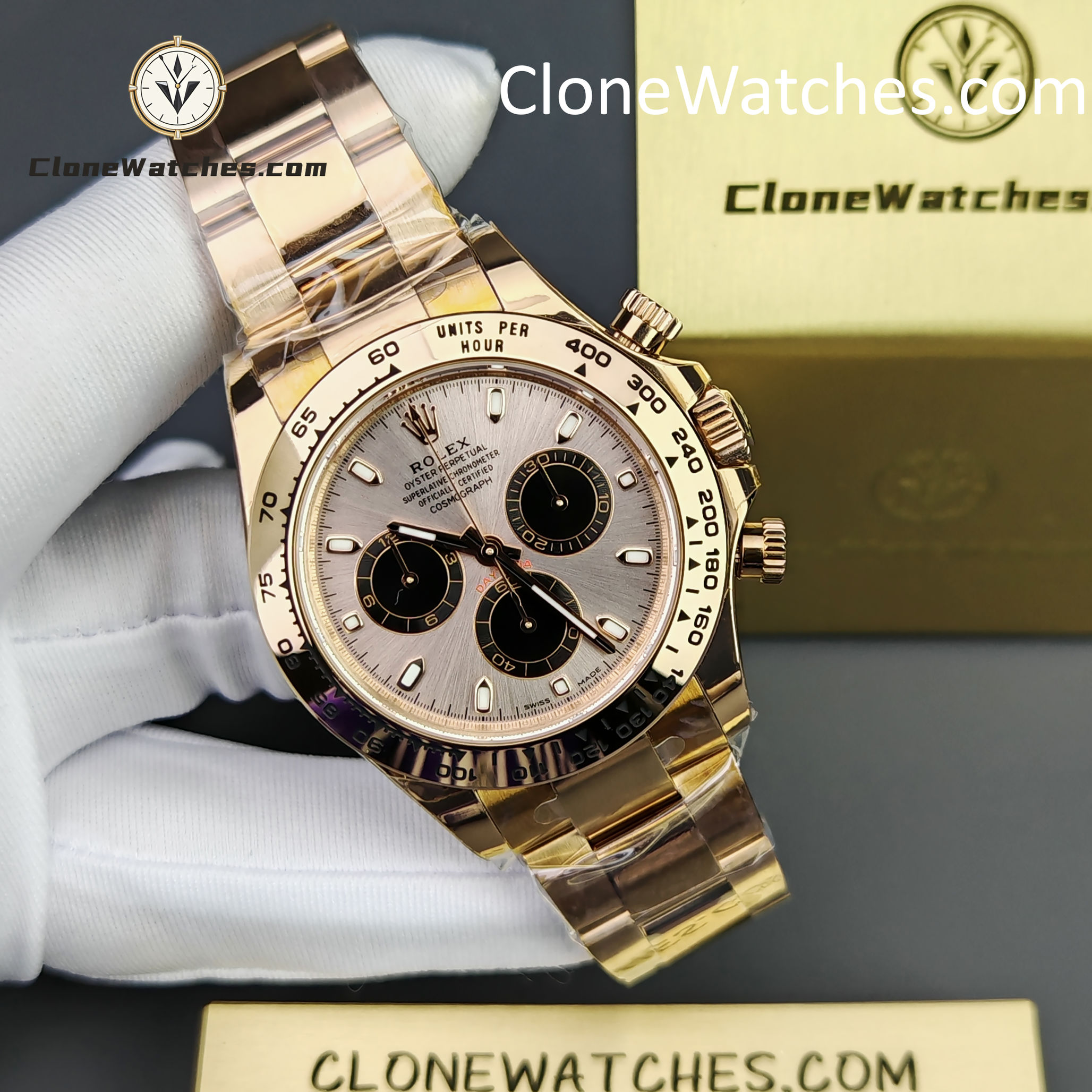 Rolex Super Clone Watches 1:1 Daytona Sundust/Black Dial m116505-0016 4130 Movement