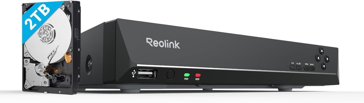 NVR PoE 8 canaux 4K avec disque 2 To compatible caméras 16 MP