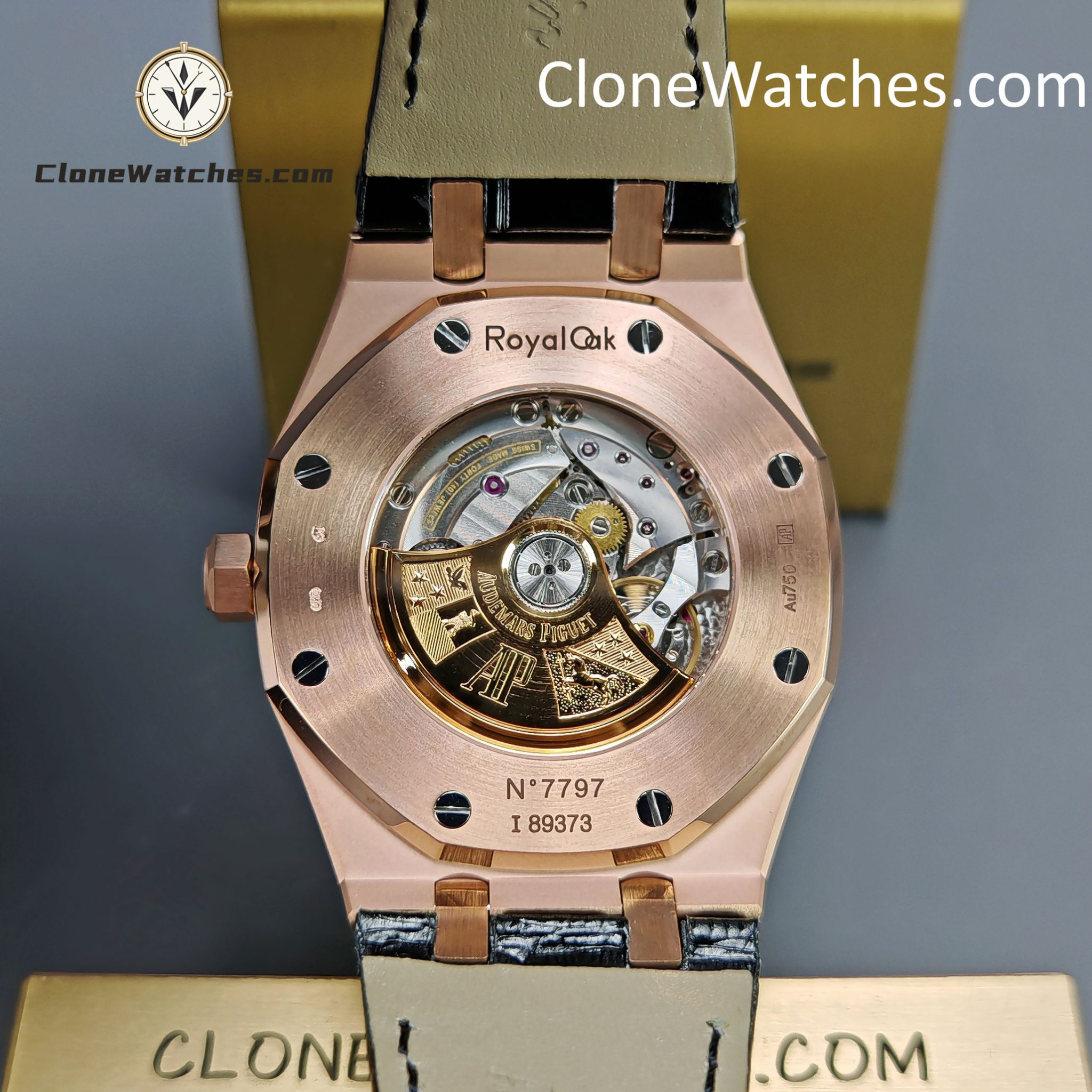 Audemars Piguet Super Clone Watches 1:1 Royal Oak Rose Gold 15400 Black Dial Rubber Strap