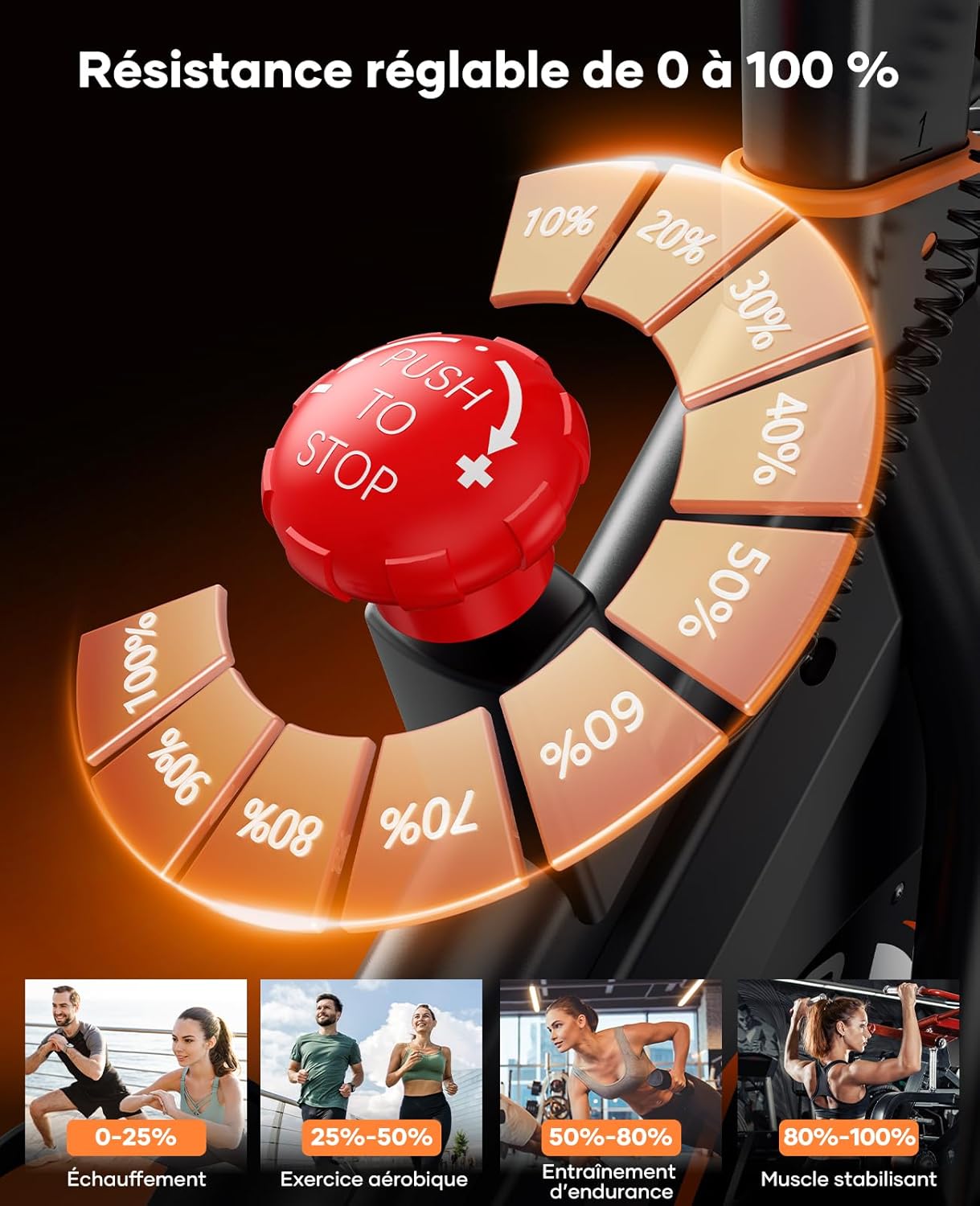 Vélo appartement magnétique connecté appli résistance réglable 160 kg
