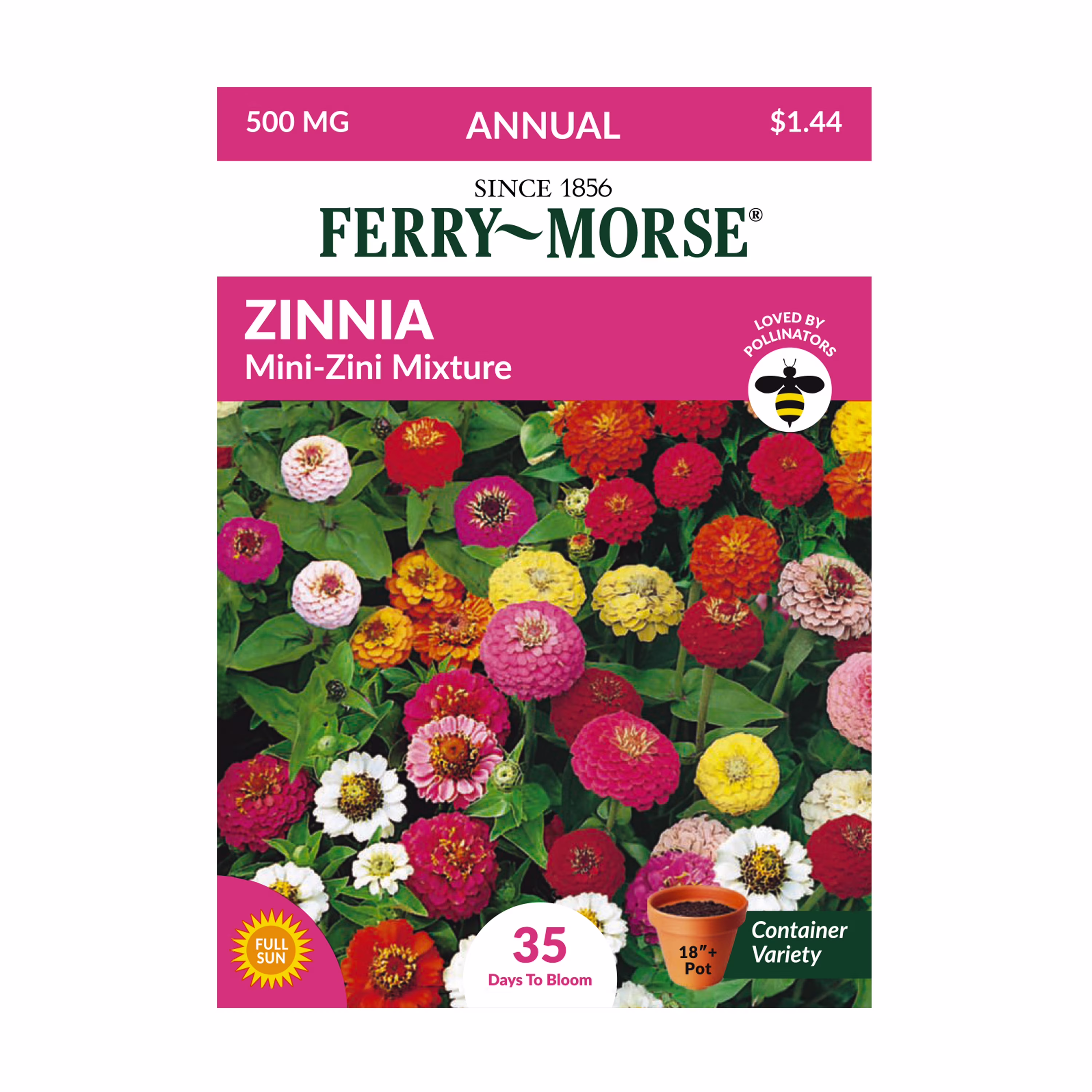 Ferry-Morse 1G Zinnia Mini-Zini Mixture Annual Flower Seeds Full Sun