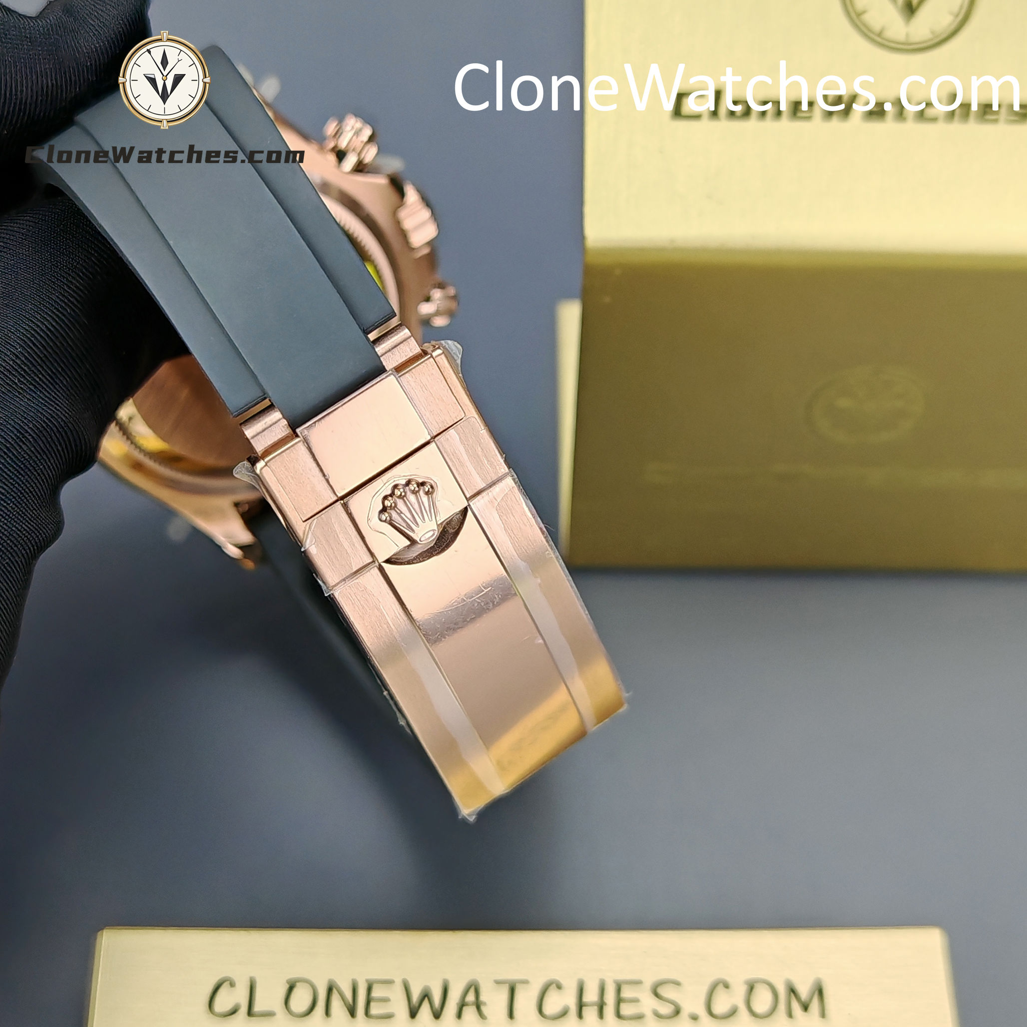 Rolex Super Clone Watches 1:1 Daytona Rose Gold Brown Dial M126515LN-0010 4131 Movement Rubber Strap