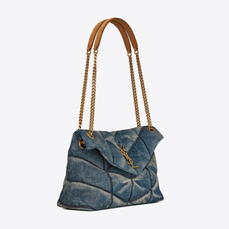 YSL PUFFER suede and denim handbags