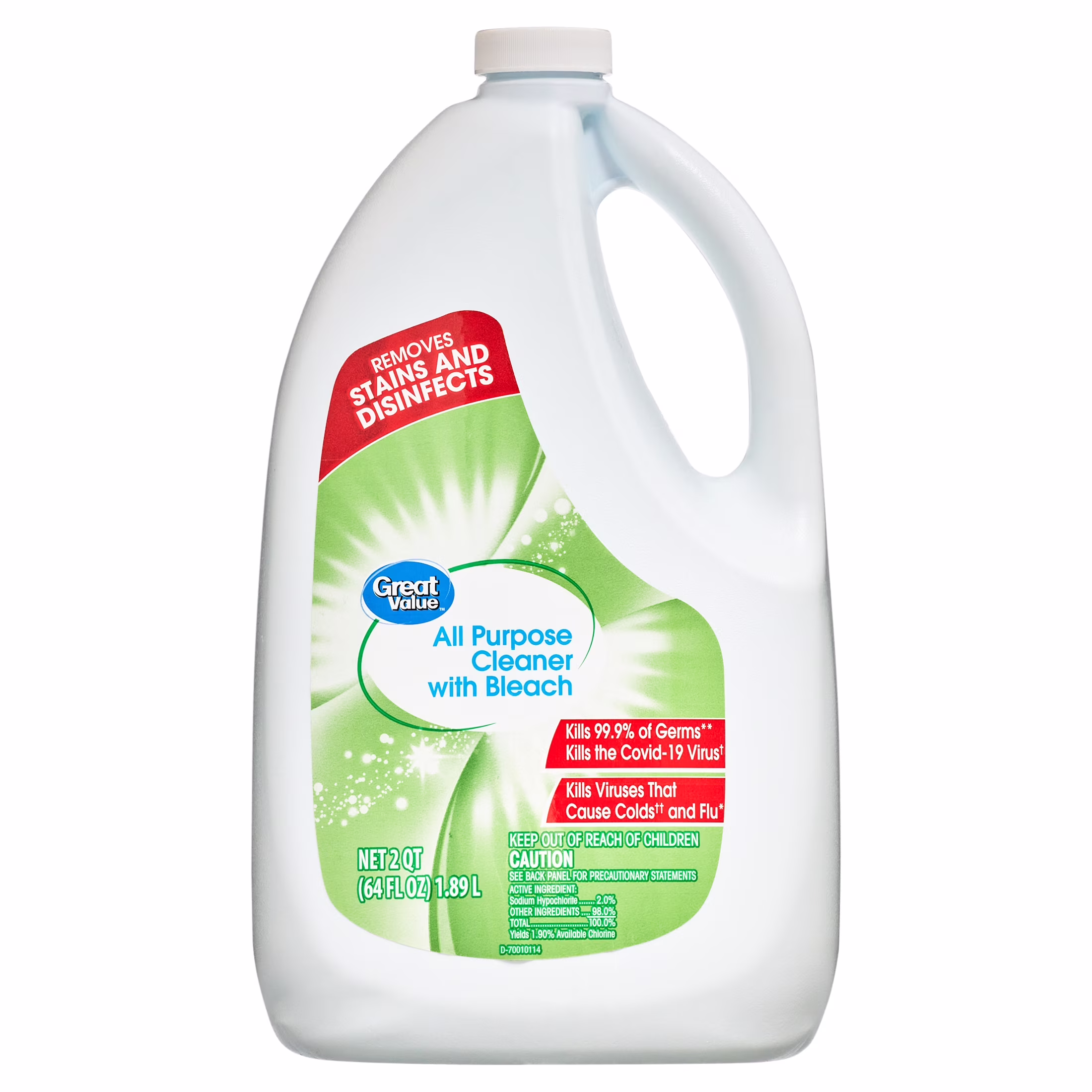 (2 pack) Great Value All Purpose Cleaner with Bleach, Refill, 64 fl oz
