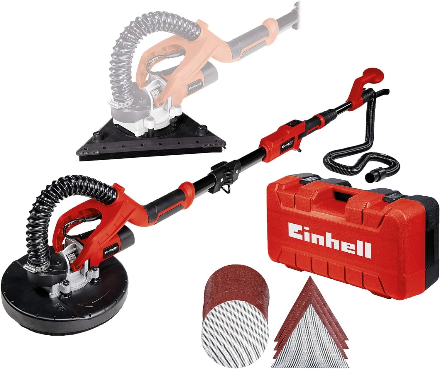 Ponceuse girafe 750 W manche télescopique 165 cm avec disques et coffret