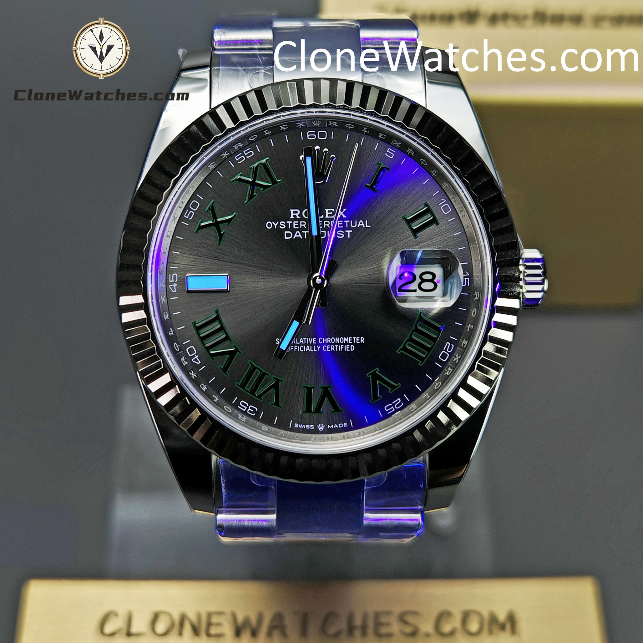 Rolex Super Clone Watches 1:1 DateJust Grey Roman Dial m126334-0021 Oyster 41MM 3235 Movement