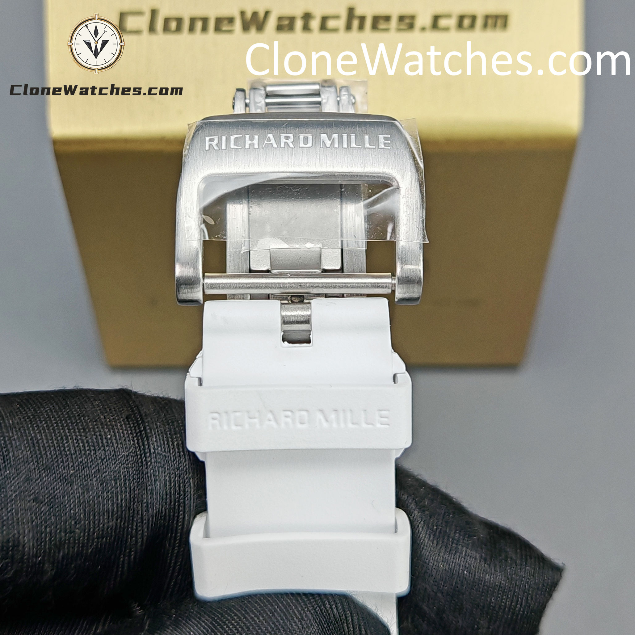 Richard Mille Super Clone Watches 1:1 RM 035 Blue Crystal Tourbillon Transparent Strap