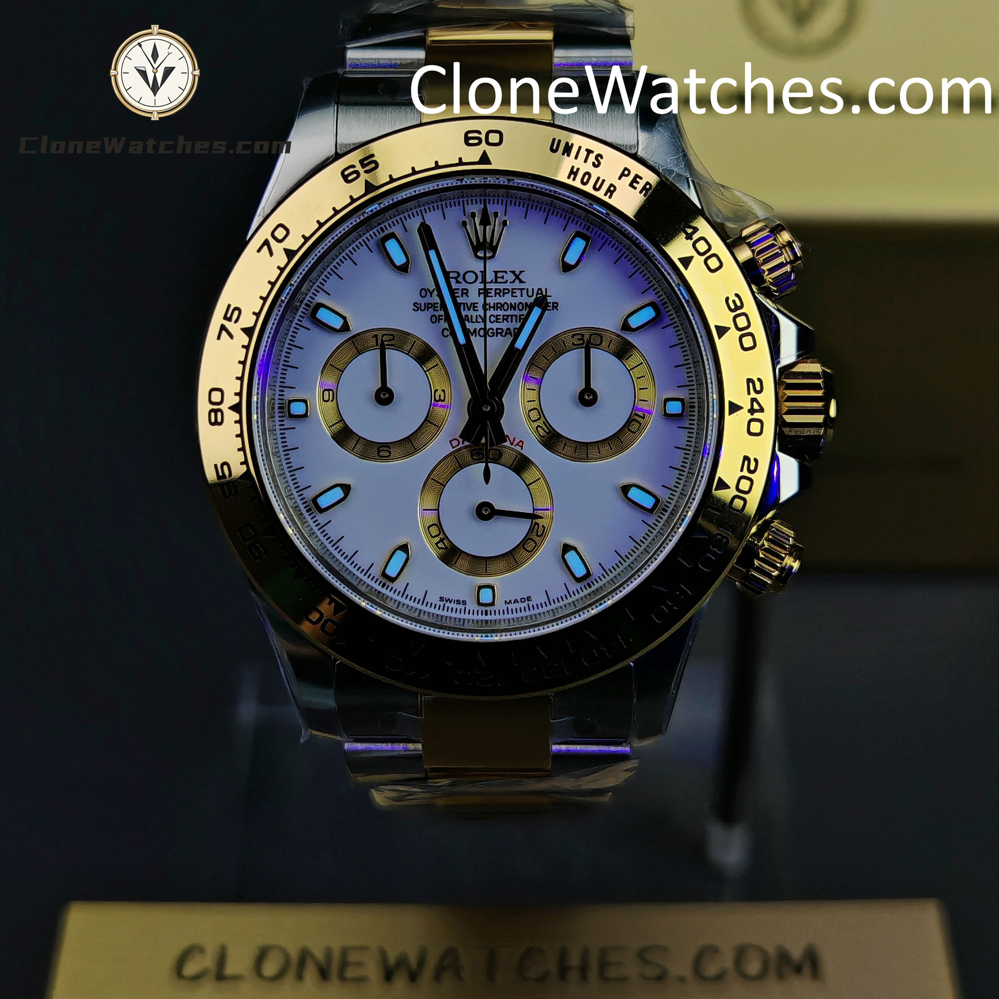 Rolex Super Clone Watches 1:1 Daytona 18k gold M116503-0001 White Dial 4130 movement