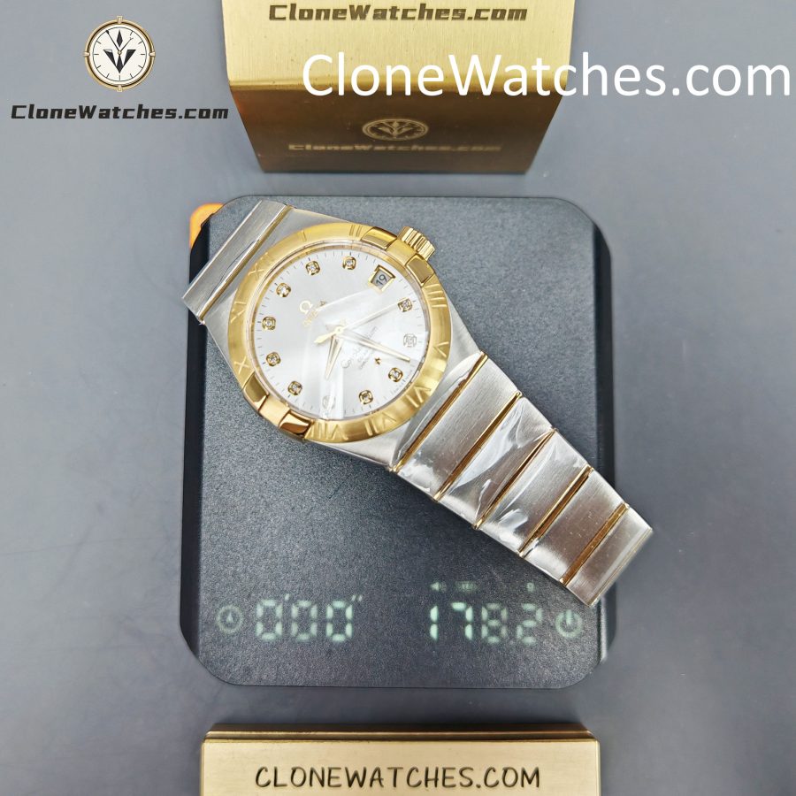 OMEGA Super Clone Watches 1:1 Constellation steel �� 18k gold on steel 123.20.35.20.52.002 35mm
