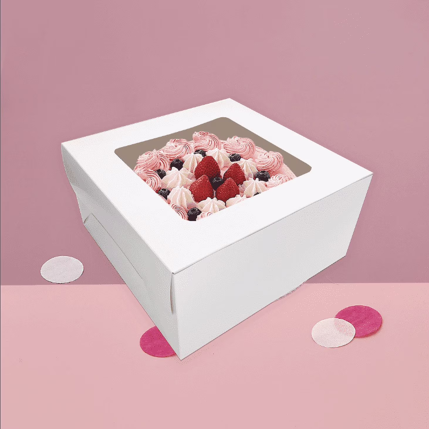 11 Inch x 11 Inch x 4 Inch White Cake Box with Window by Way To Celebrate