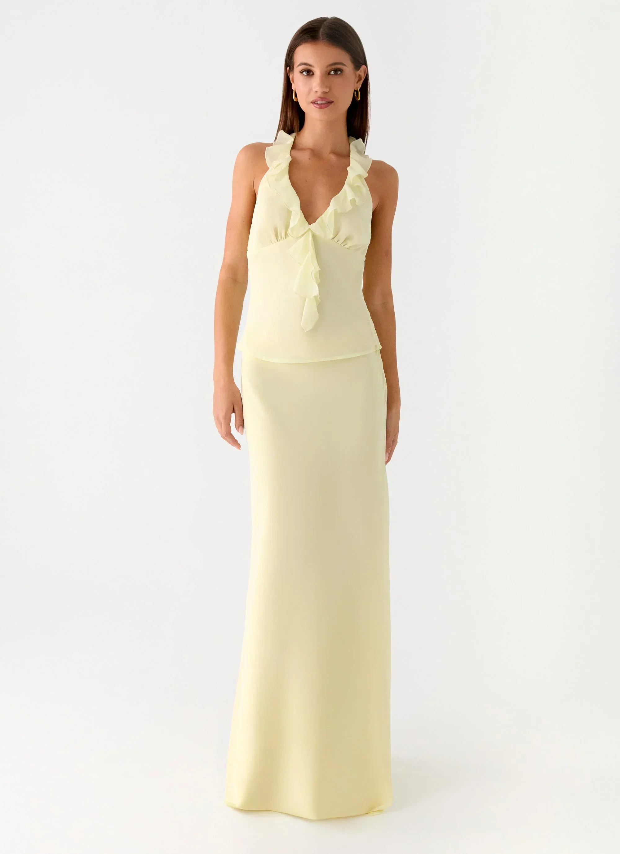 Star Girl Chiffon Maxi Skirt - Yellow