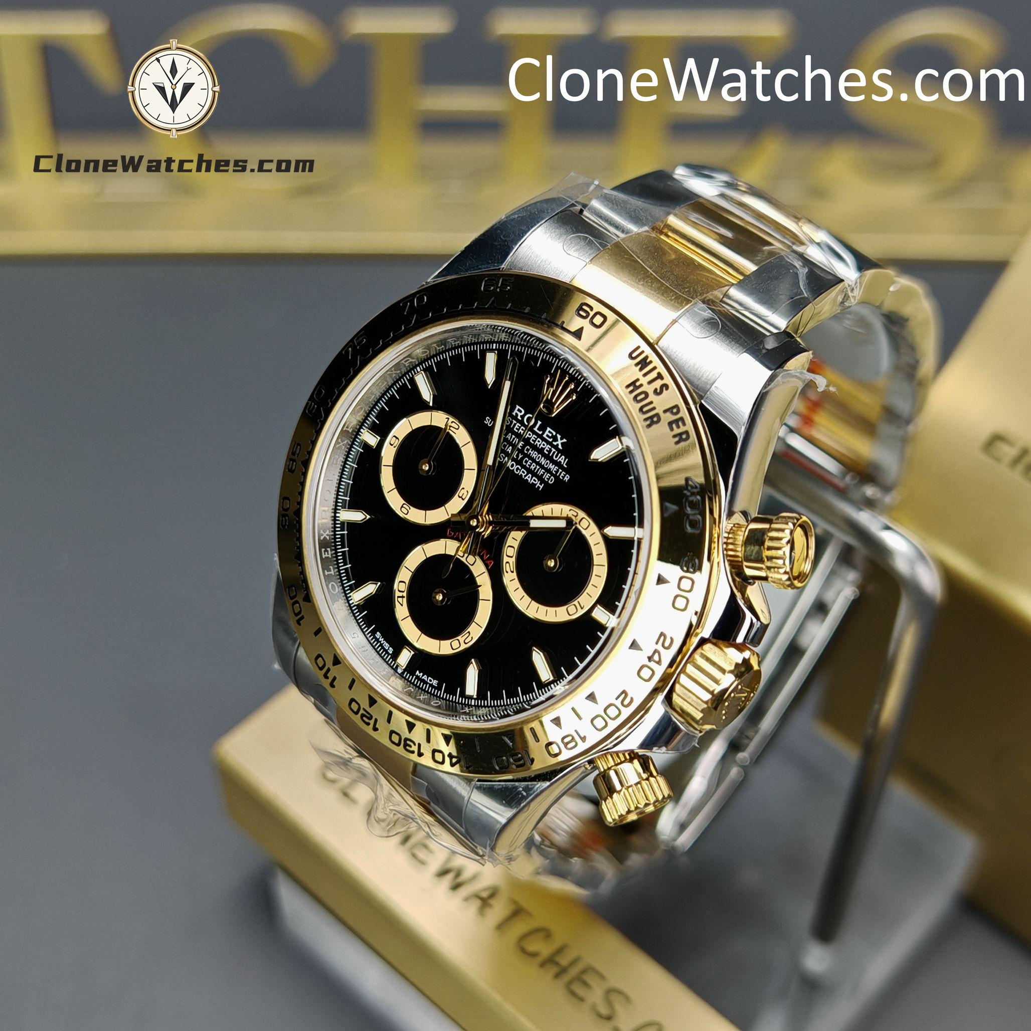 Rolex Super Clone Watches 1:1 Daytona 18k Gold Black Dial M126503-0003 4131 Movement