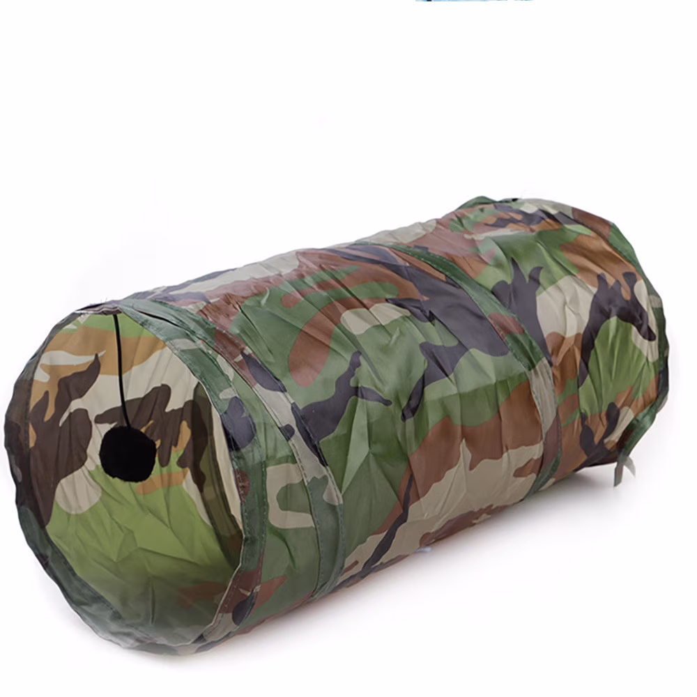 Cat Tunnel Toy 19.8 Inch Pet Play Tube with Peek Holes Interactive Crawl Space for Kittens Small Dogs Indoor Exercise Foldable Nylon Hideout Training Toy for Boredom Relief
