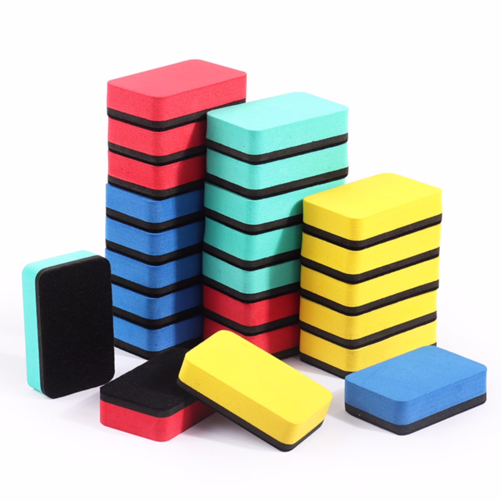 White Rectangular Cloth Eraser Chalkboard Dry Erase Board Classroom Supplies Teacher Tool 1pc