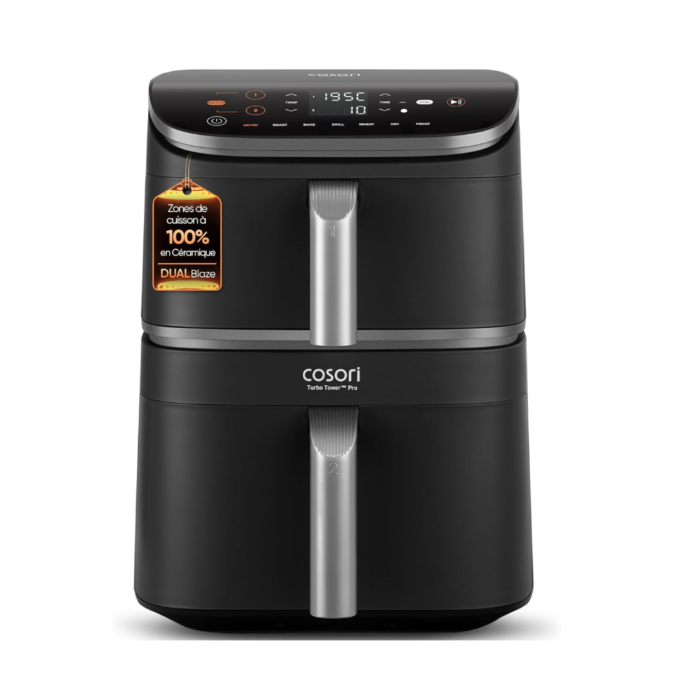 Air fryer 10,8 L céramique double stack 3 niveaux 7 fonctions