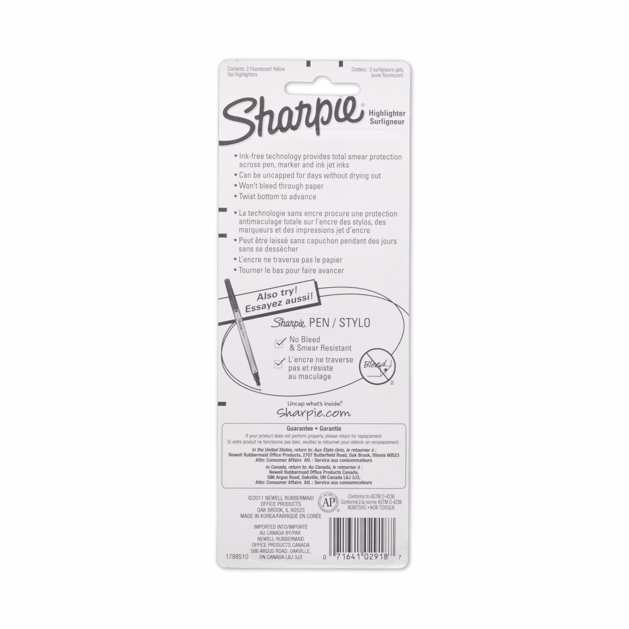 Sharpie Gel Highlighters, Bullet Tip, Fluorescent Yellow, 2 Count