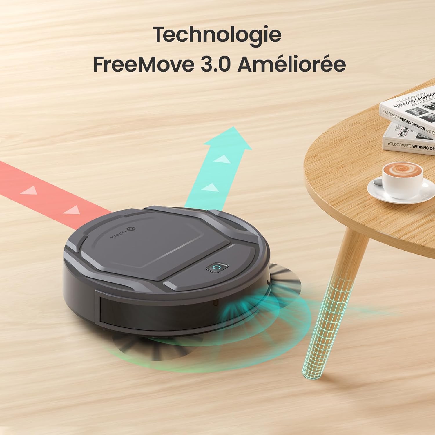 Robot aspirateur M210P 2200Pa mince silencieux 6 modes auto charge WiFi Bluetooth 120 min idéal poils animaux sols tapis
