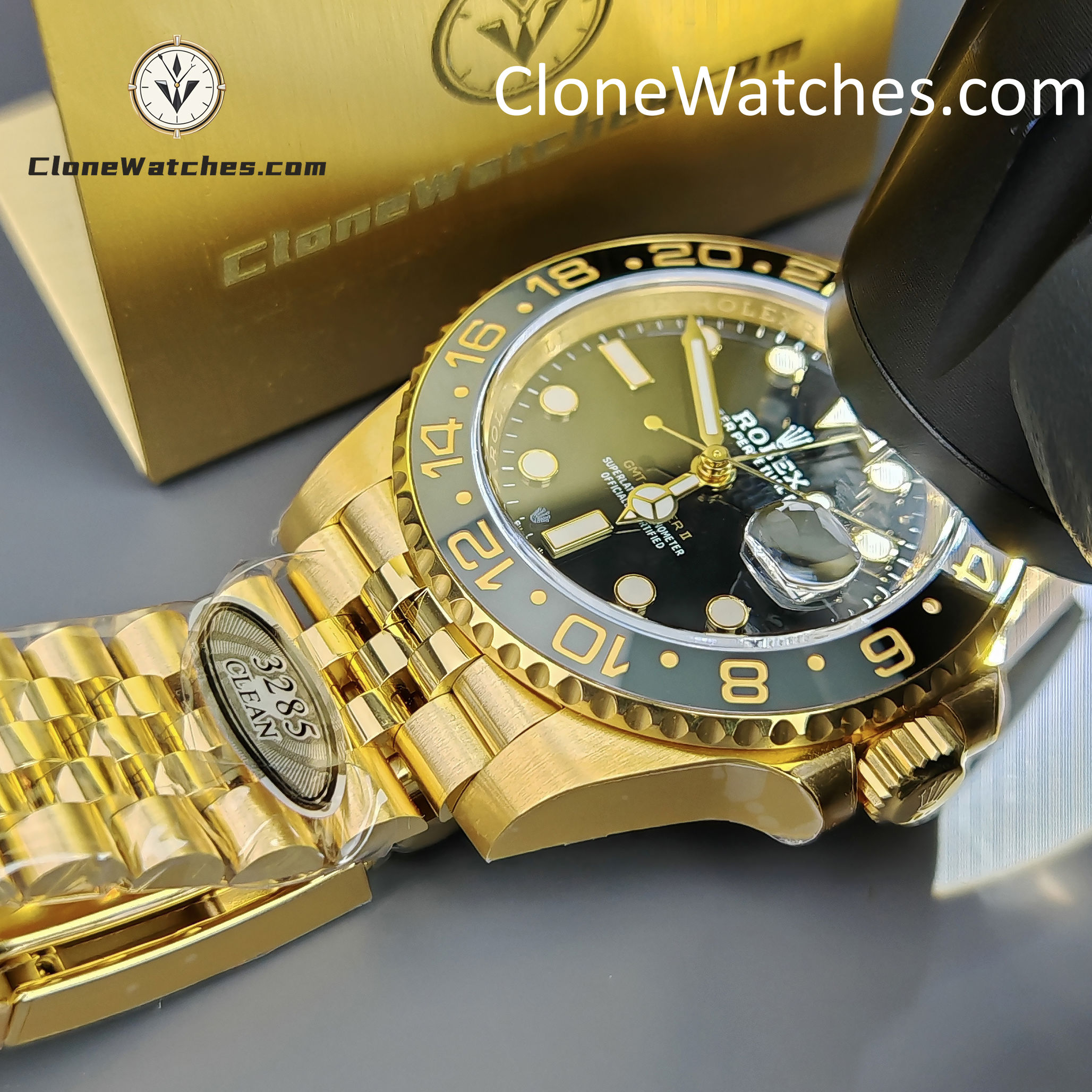 Rolex Super Clone Watches 1:1 GMT Master II 18k Gold m126718grnr Jubilee 3285 Movement