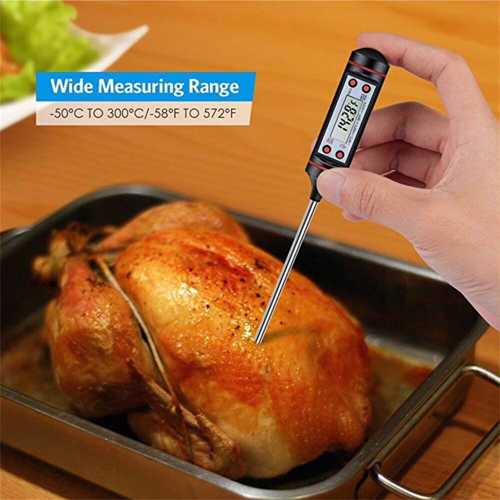 Kumdkd Instant Read Meat Thermometer Digital - Fast 3-Second Food Thermometer for Grilling, Cooking, BBQ with Backlight | -58°F to 572°F Range (Battery Included)