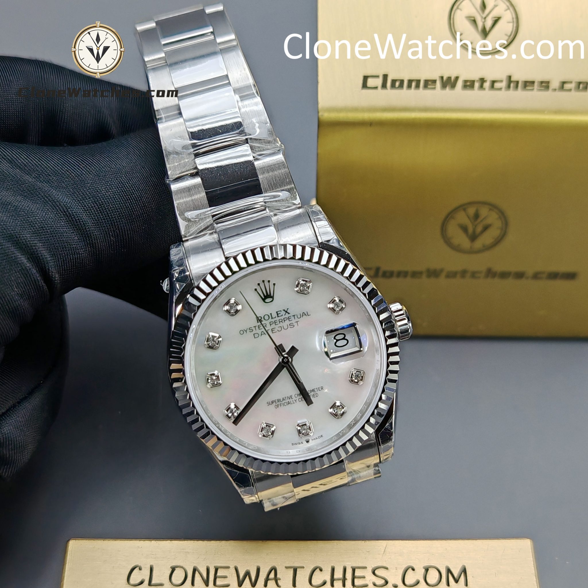 Rolex Super Clone Watches 1:1 DateJust Mother-of-Pearl Dial m126234-0020 Oyster 36MM 3235 Movement