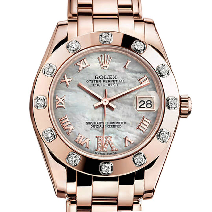 Rolex Lady-Datejust Pearlmaster Mother Of Pearl Dial 18K Everose Gold Automatic Ladies Watch 81315MDPM（Lifetime free warranty+90-days replacement service & Refund!.）