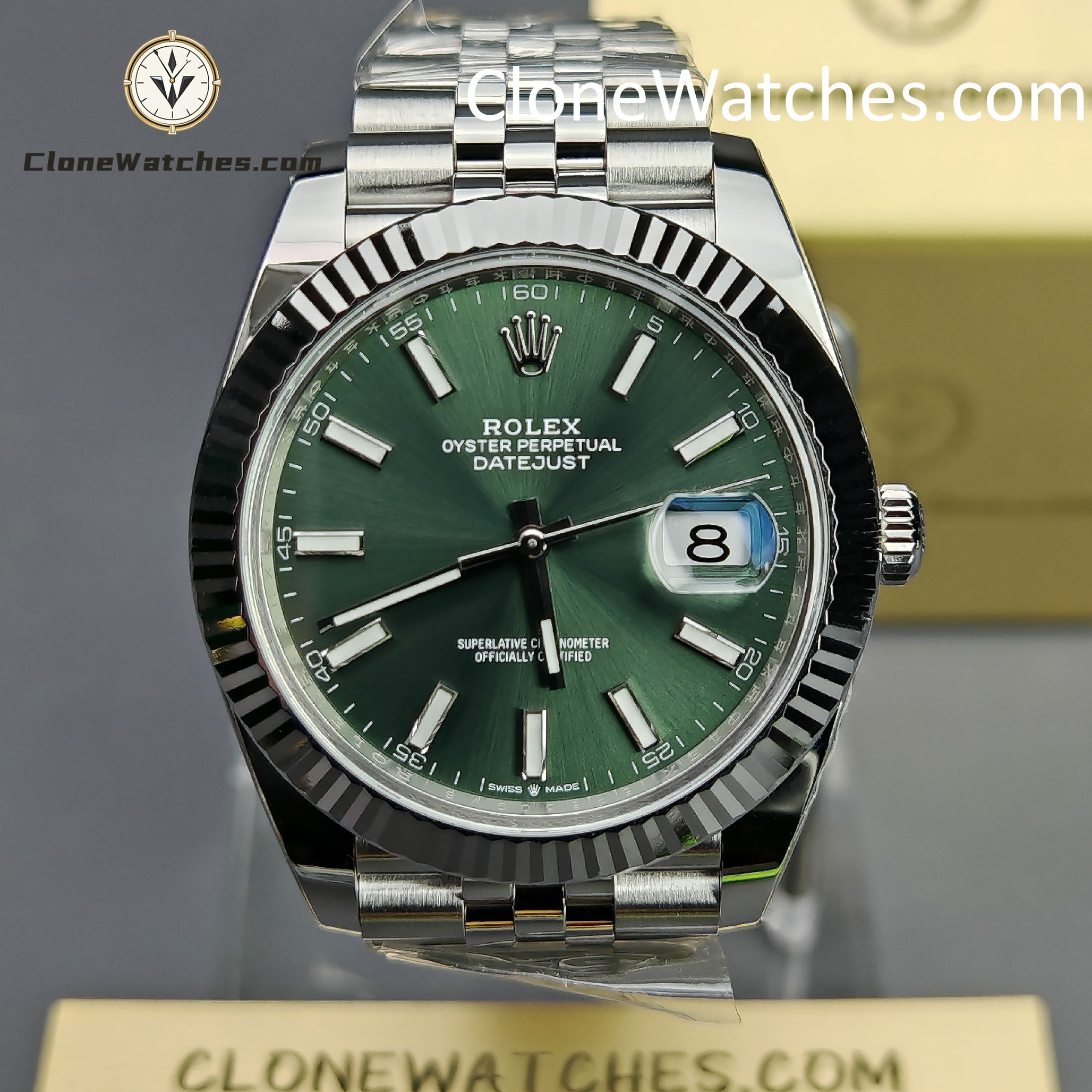 Rolex Super Clone Watches 1:1 DateJust Green Dial m126334-0028 Jubilee 41MM 3235 Movement