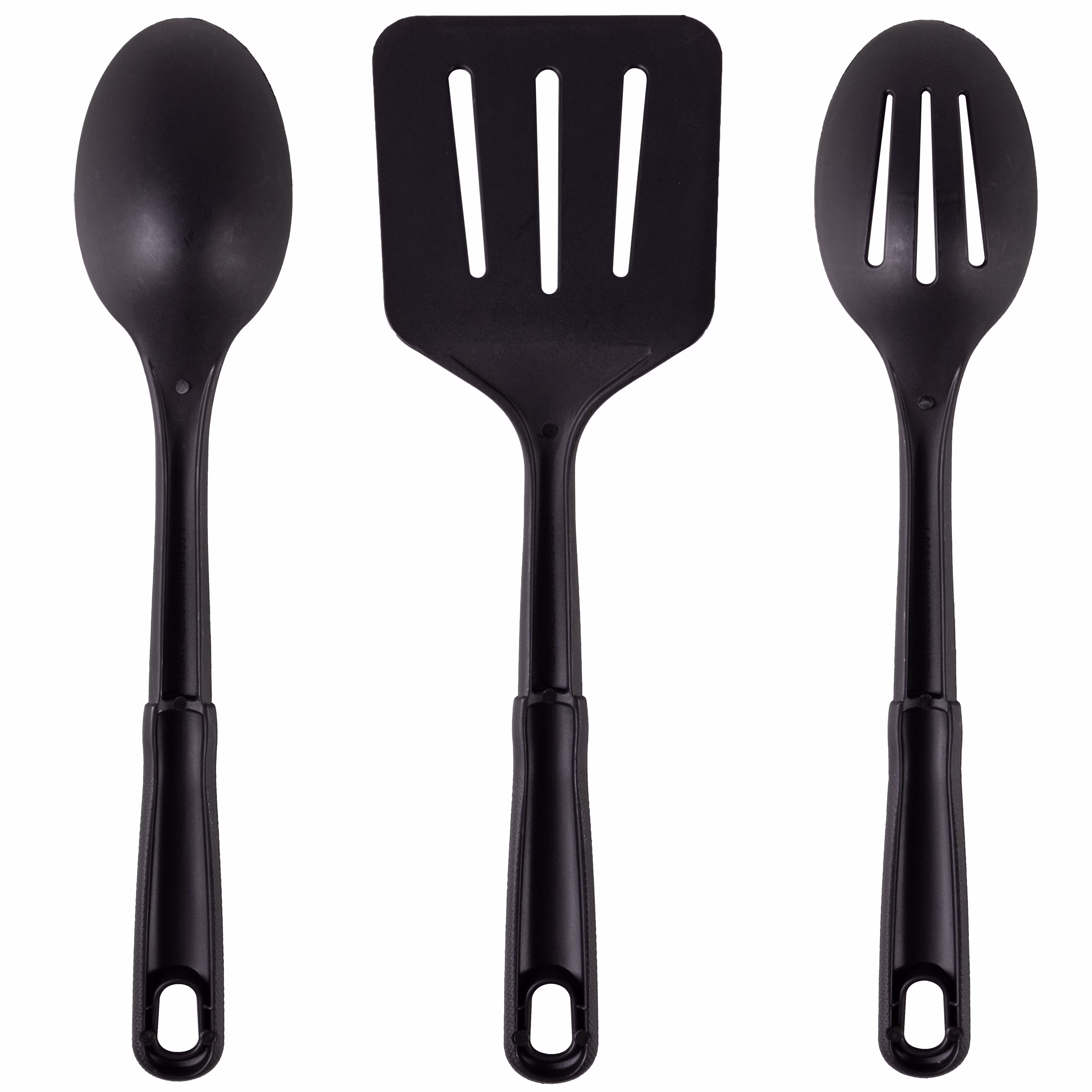 Mainstays Nylon Kitchen Utensil Set, 3 Piece, Black, Non-Stick Cookware Compatible