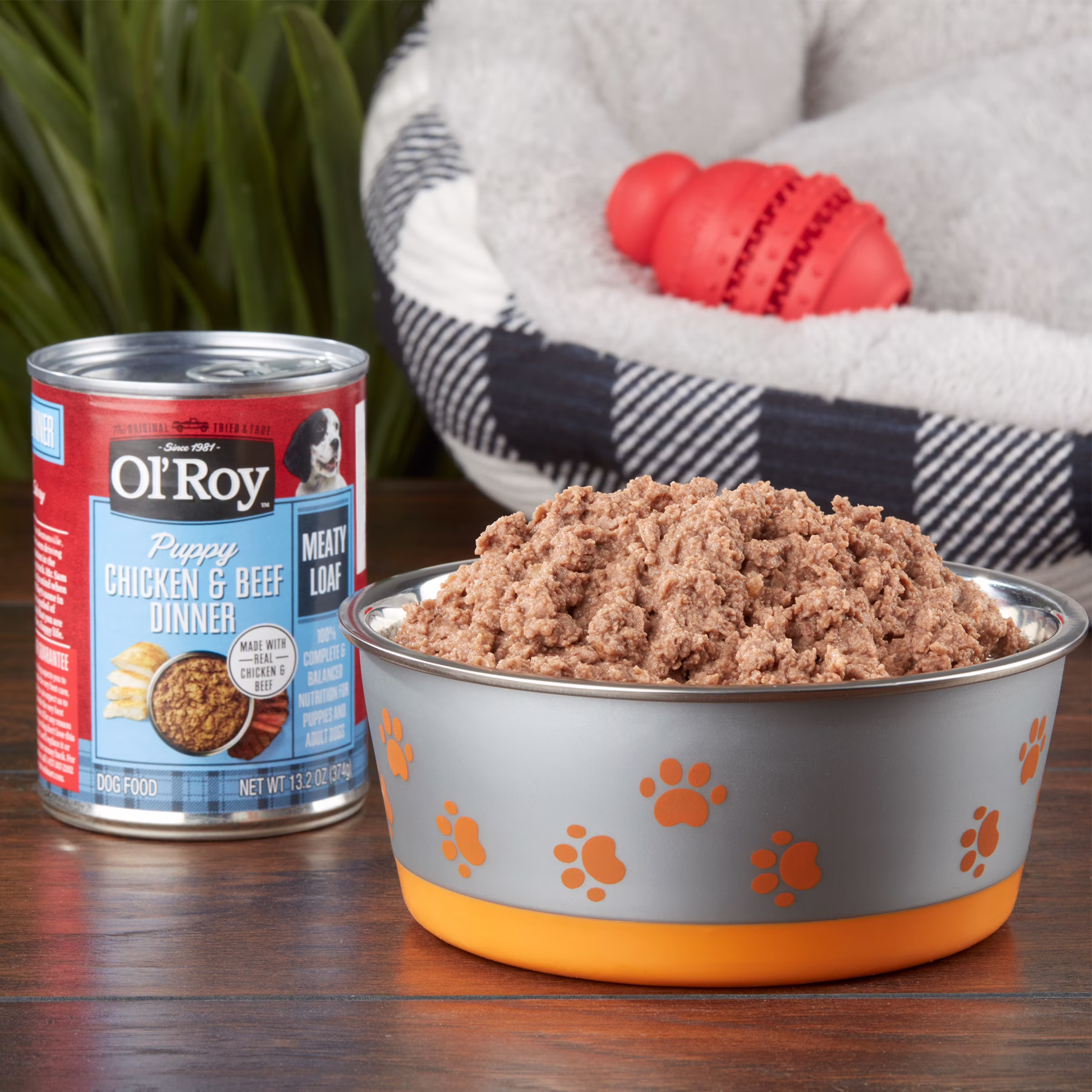 Ol' Roy Chicken and Beef Loaf Wet Dog Food for Puppies, 13.2 oz Can