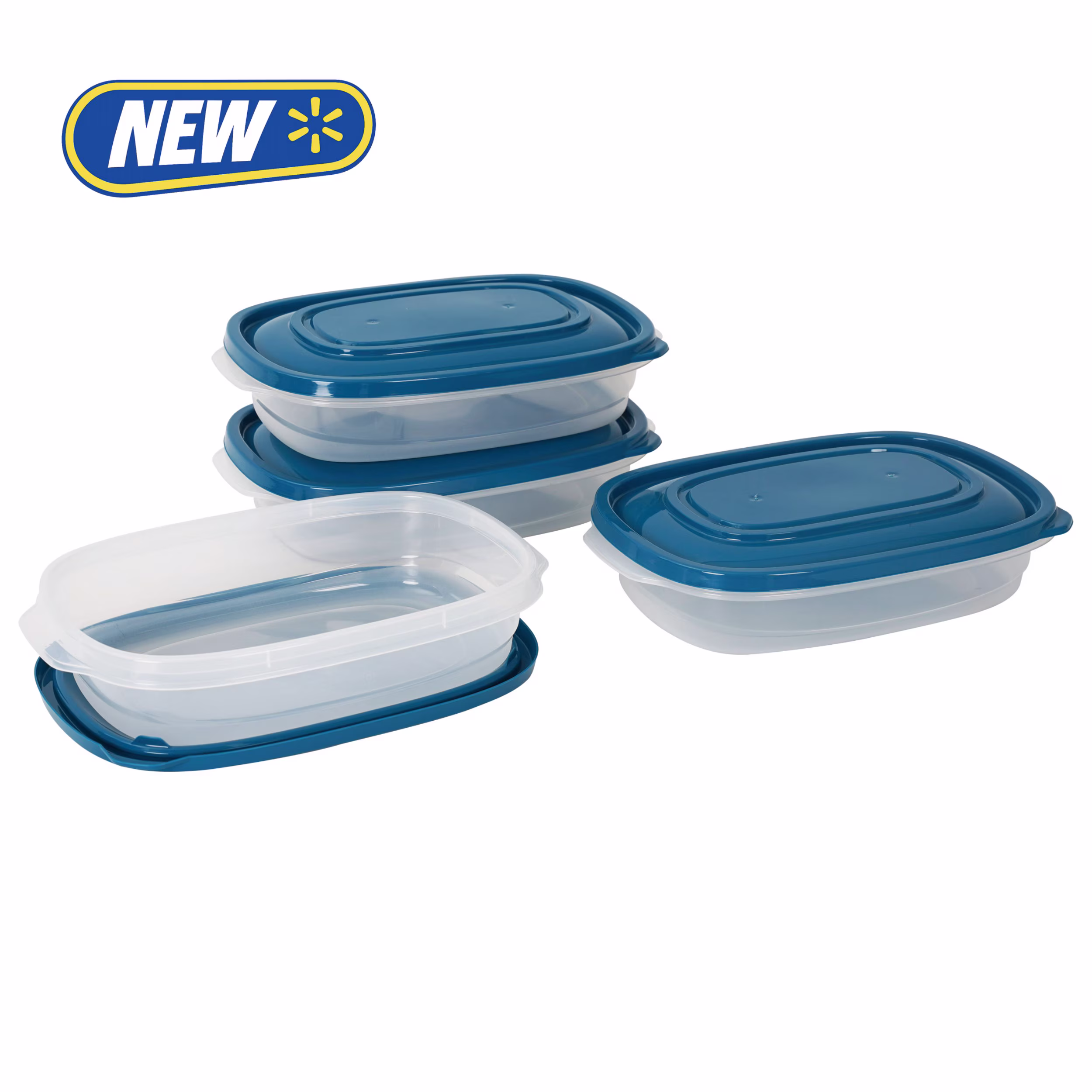 (4 pack) Mainstays Semi Durable Rectangle 4 Cup Plastic Food Storage Containers, 4 Pack