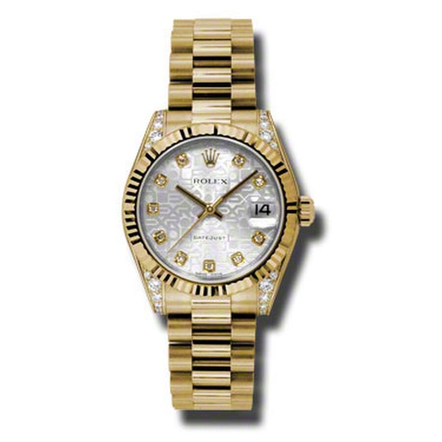 Rolex Datejust Lady 31 Silver Dial 18K Yellow Gold President Automatic Ladies Watch 178238SJDP（Lifetime free warranty+90-days replacement service & Refund!.）