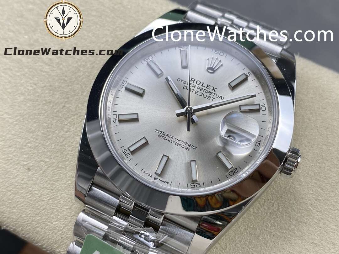 Rolex Super Clone Watches 1:1 DateJust Silver Dial m126300-0004 Jubilee 41MM 3235 Movement