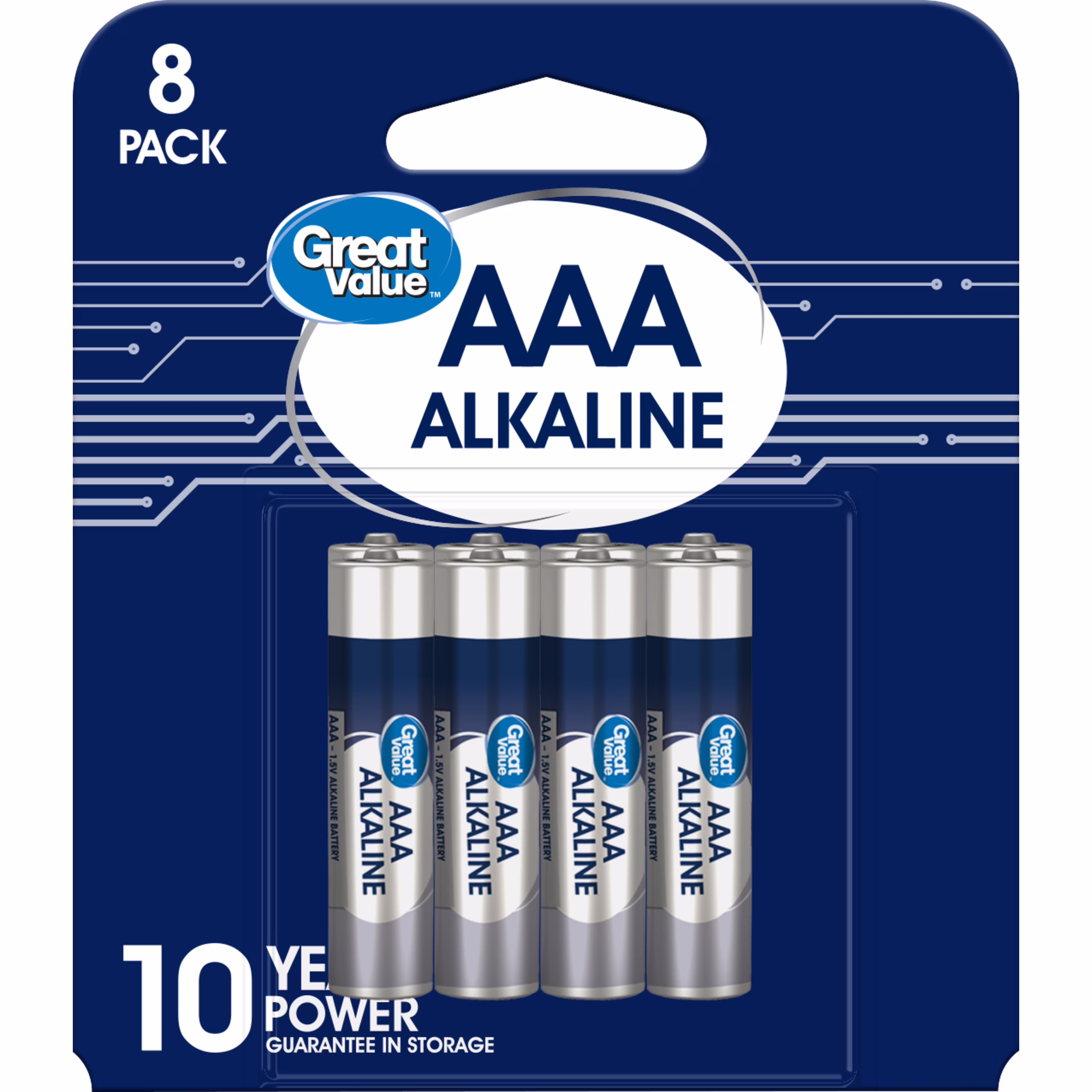 (3 pack) Great Value Alkaline AAA Batteries, 8 Count