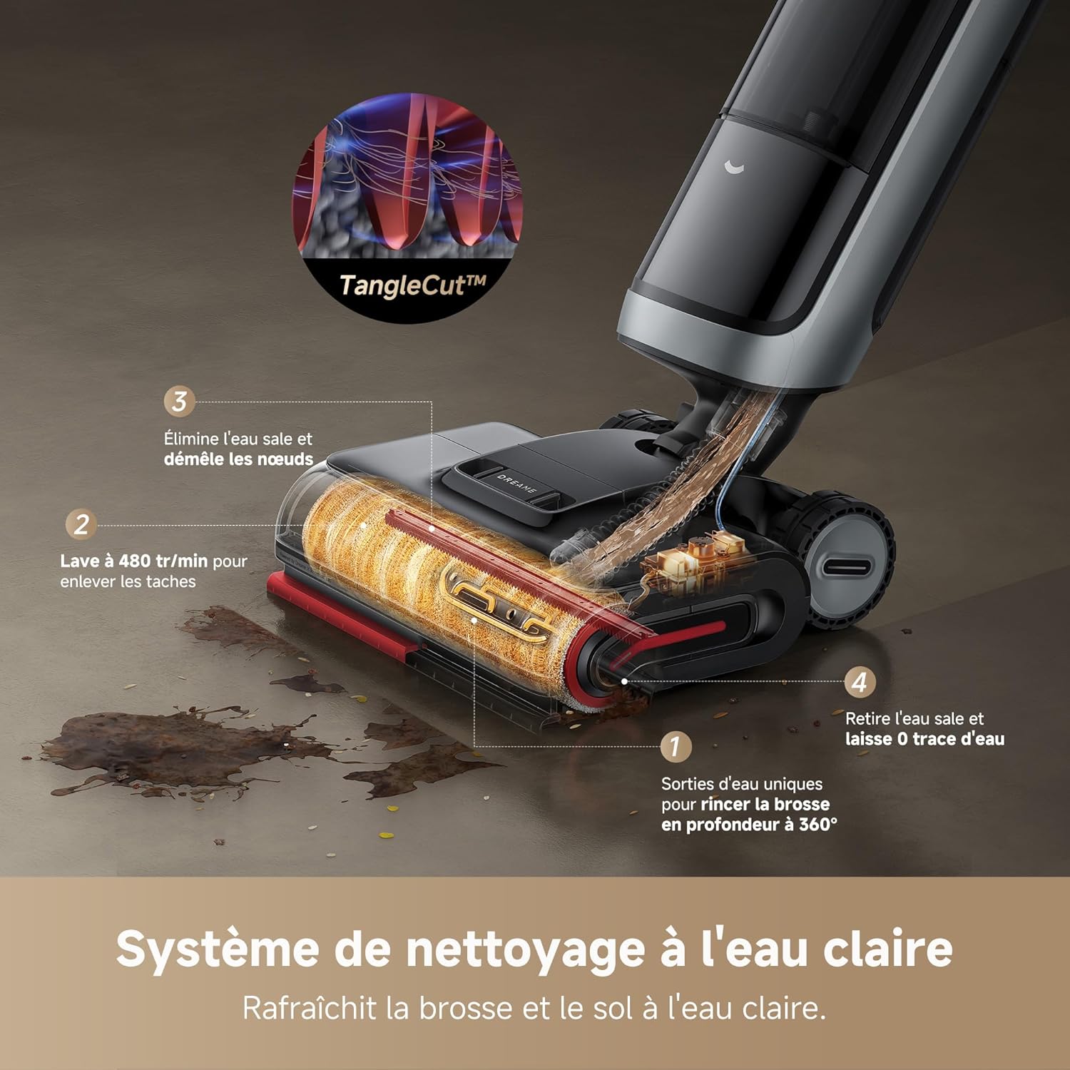 Aspirateur laveur H15 Pro Heat nettoyage sols 85°C bras robotisé IA 22000Pa séchage 5 min contrôle app