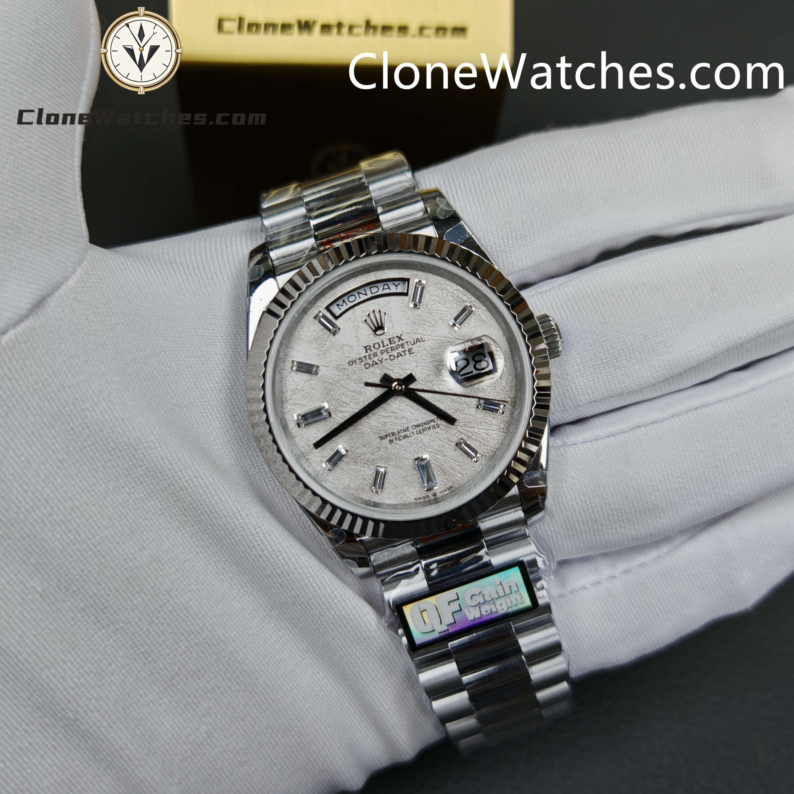Rolex Super Clone Watches 1:1 Day Date White Dial 40mm m228239-0055 3255 Movement