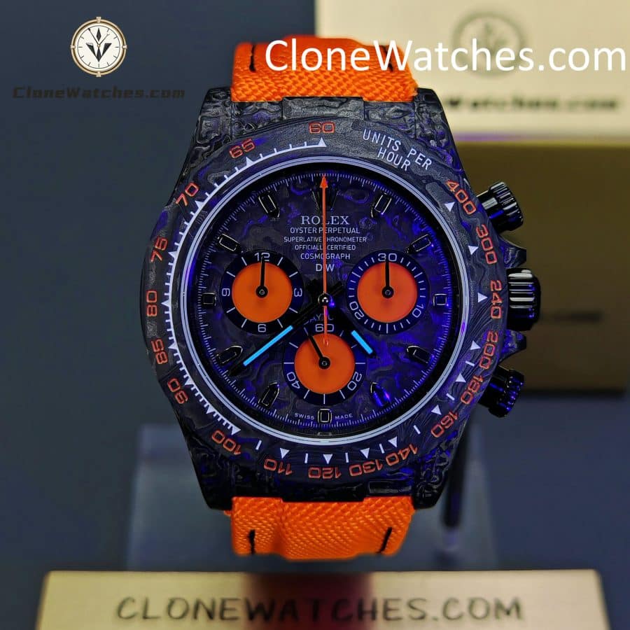 Modified Super Clone Watches 1:1 DiW Rolex Daytona NTPT Carbon “ORANGE EDITION”