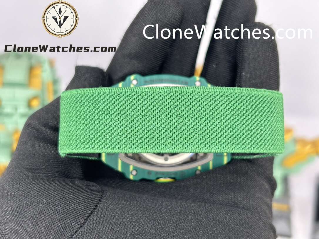 Richard Mille Super Clone Watches 1:1 RM 67 – 02 Green Carbon Tourbillon Green Strap
