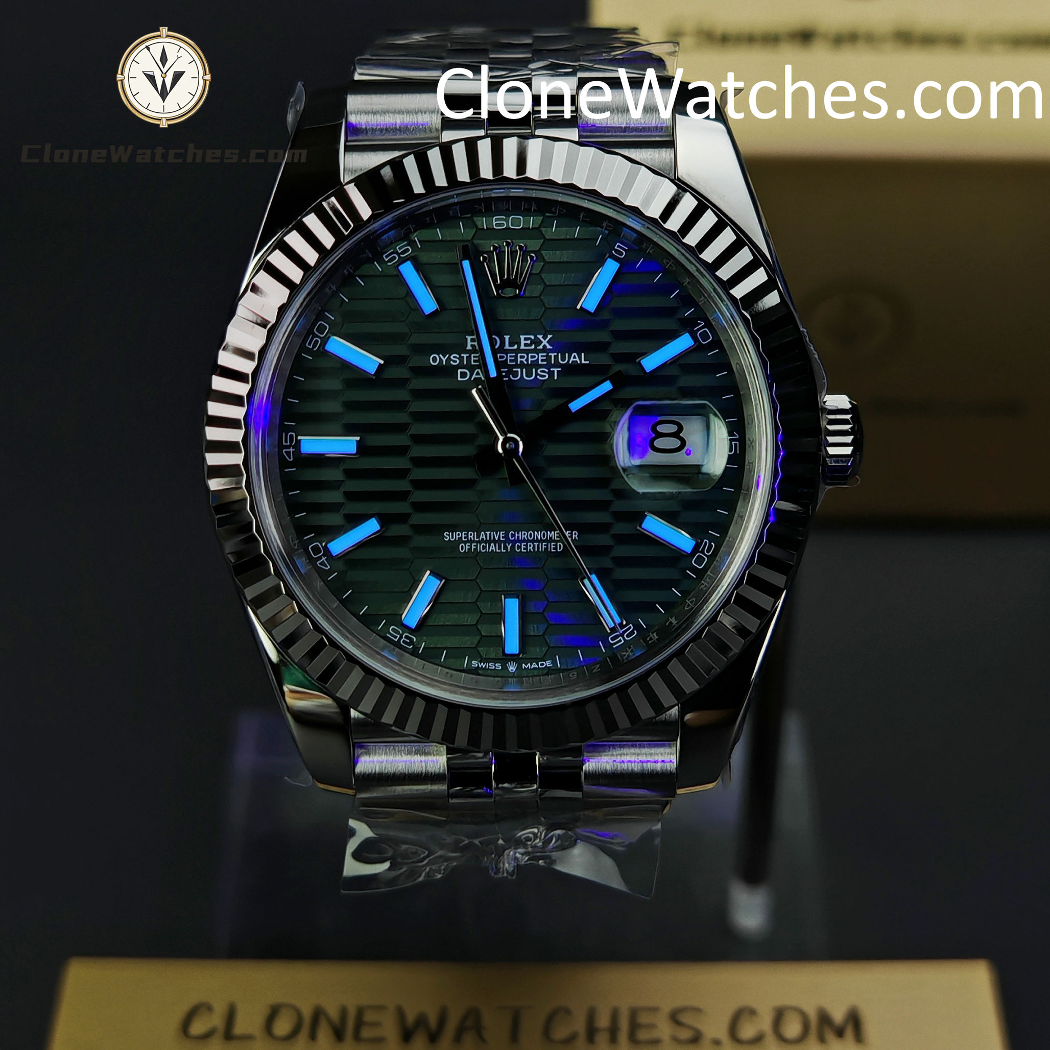 Rolex Super Clone Watch 1:1 DateJust Water Ripple Green Dial m126334-0030 Jubilee 41MM 3235 Movement