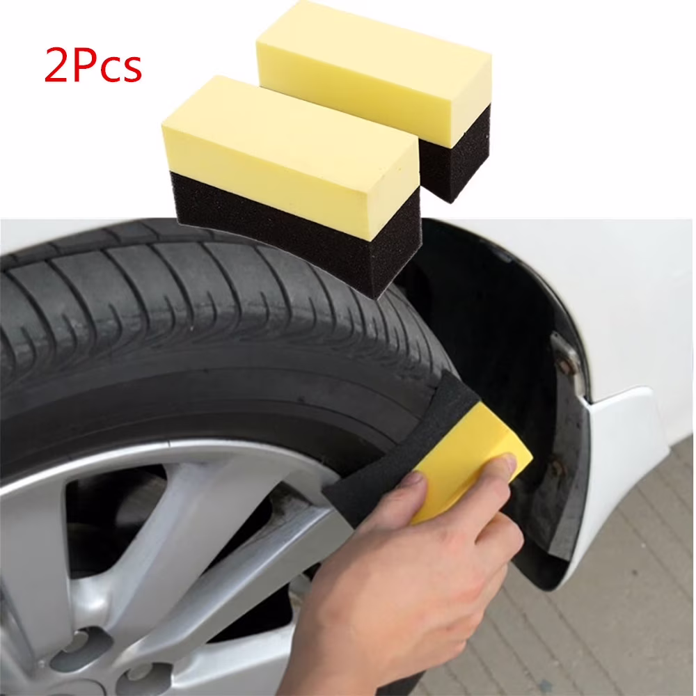2 Pcs Tire Applicator Dressing Shine Sponge, Tire Dressing Applicator Pads, Color Polishing Sponge for Car Glass, Painted Steel & Porcelain
