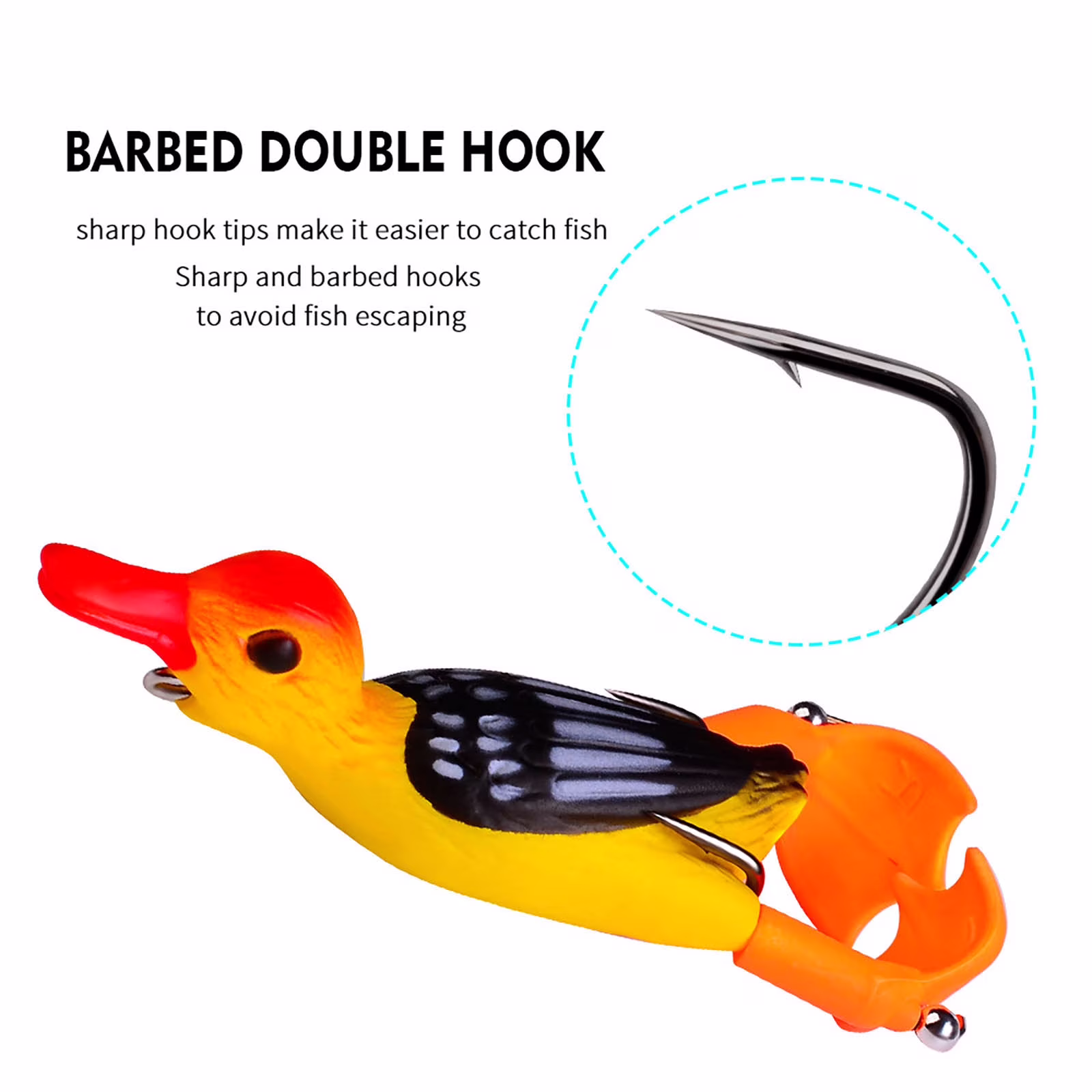 Loyerfyivos Soft Fishing Lures Propeller 3D Fishing Baits Duck Topwaters Swimming Lures Double Hook Duck Baits Artificial Baits