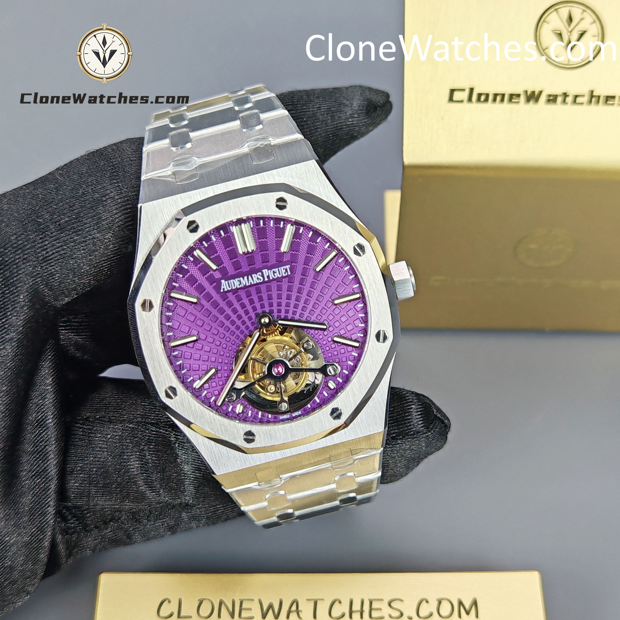 Audemars Piguet Super Clone Watches 1:1 Royal Oak 26522ST Purple Tourbillon Dial 41mm