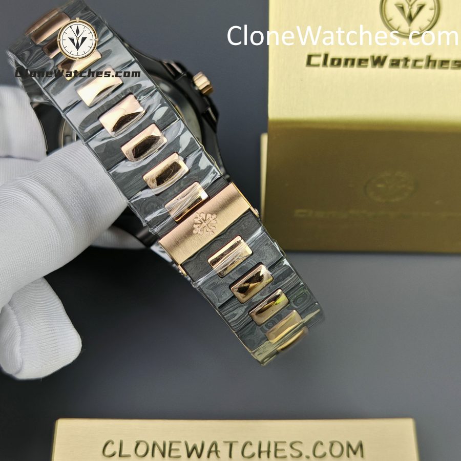 Modified Super Clone Watches 1:1 DiW Patek Philippe Nautilus 5711/1A “ROSE GOLD BLACK GRAIL”