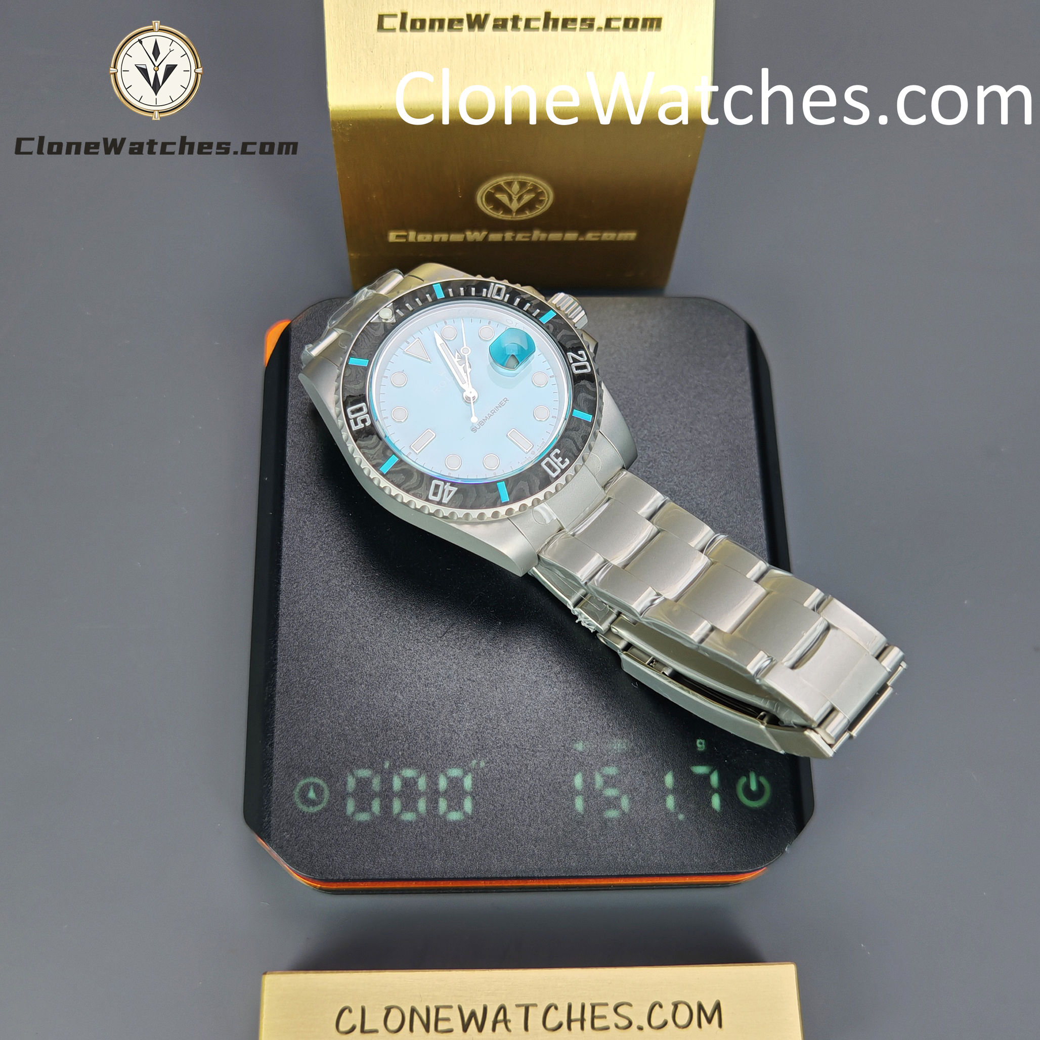 Rolex Super Clone Watches 1:1 DIW Aquamarine Tiffany Blue Dial Submariner Carbon Bezel 3135 Movement