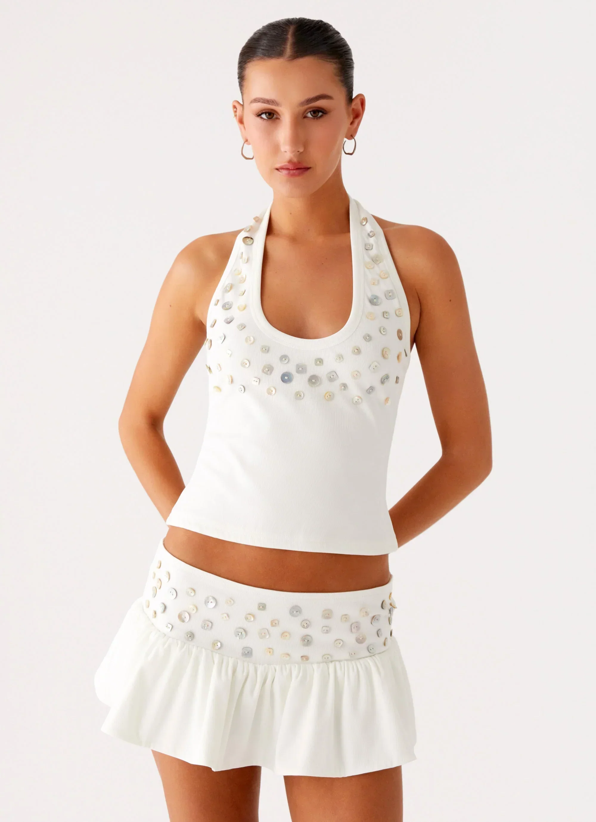 Vegas Nights Low Rise Skort - White