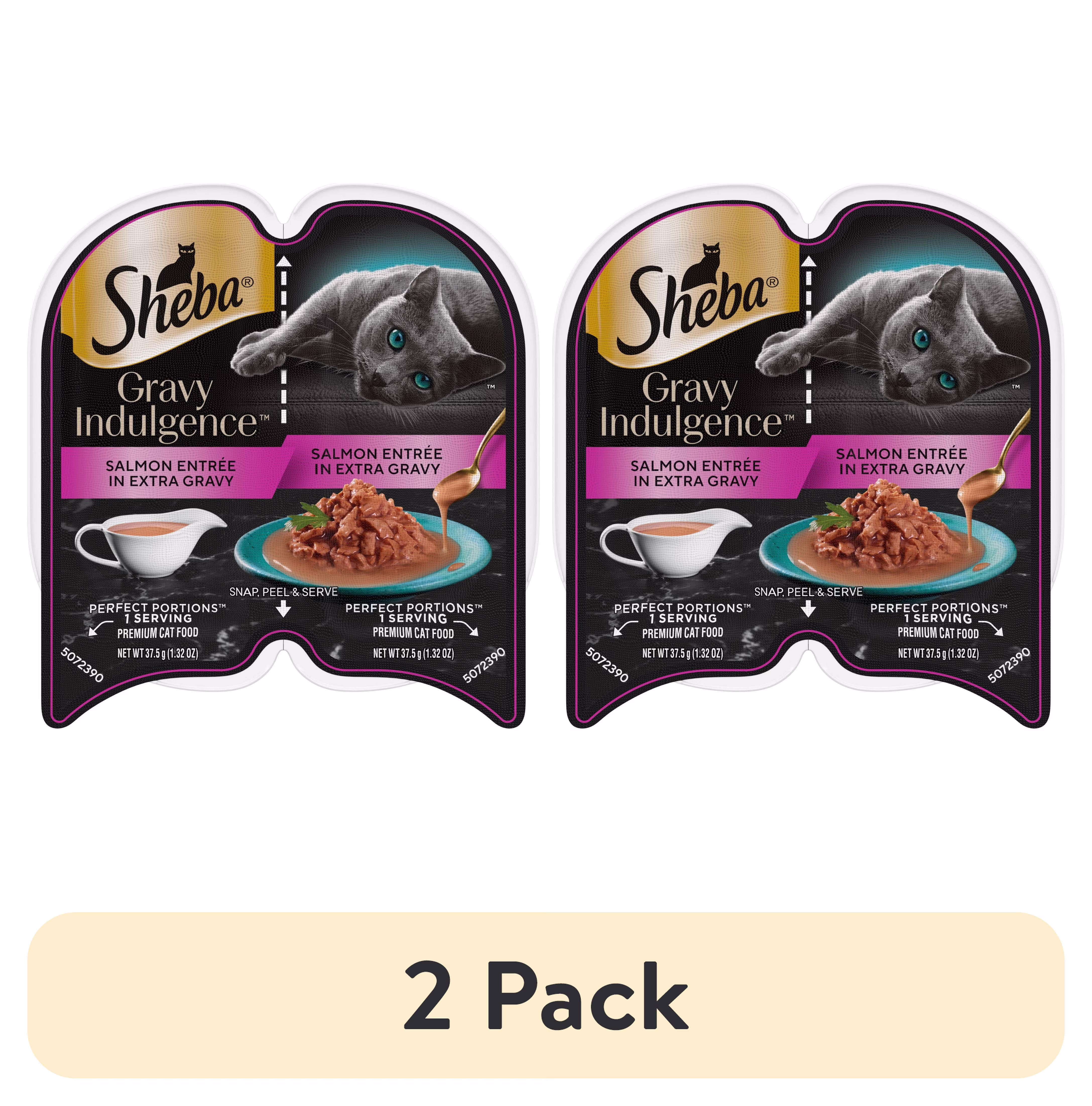 Sheba Gravy Indulgence Salmon Entree In Extra Gravy Cat Food, 2.6 Oz Twin-Pack Tray