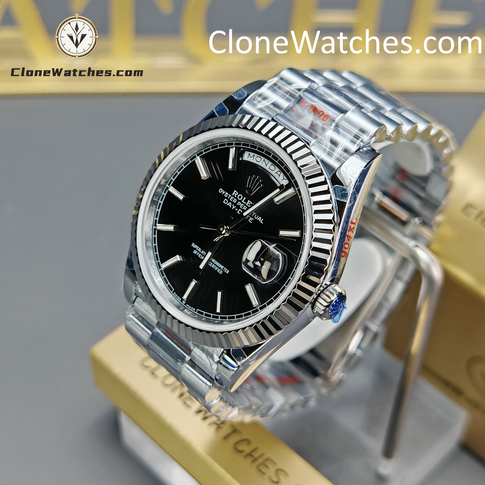 Rolex Super Clone Watches 1:1 Day Date Black Dial 40mm m228239-0005 3255 Movement